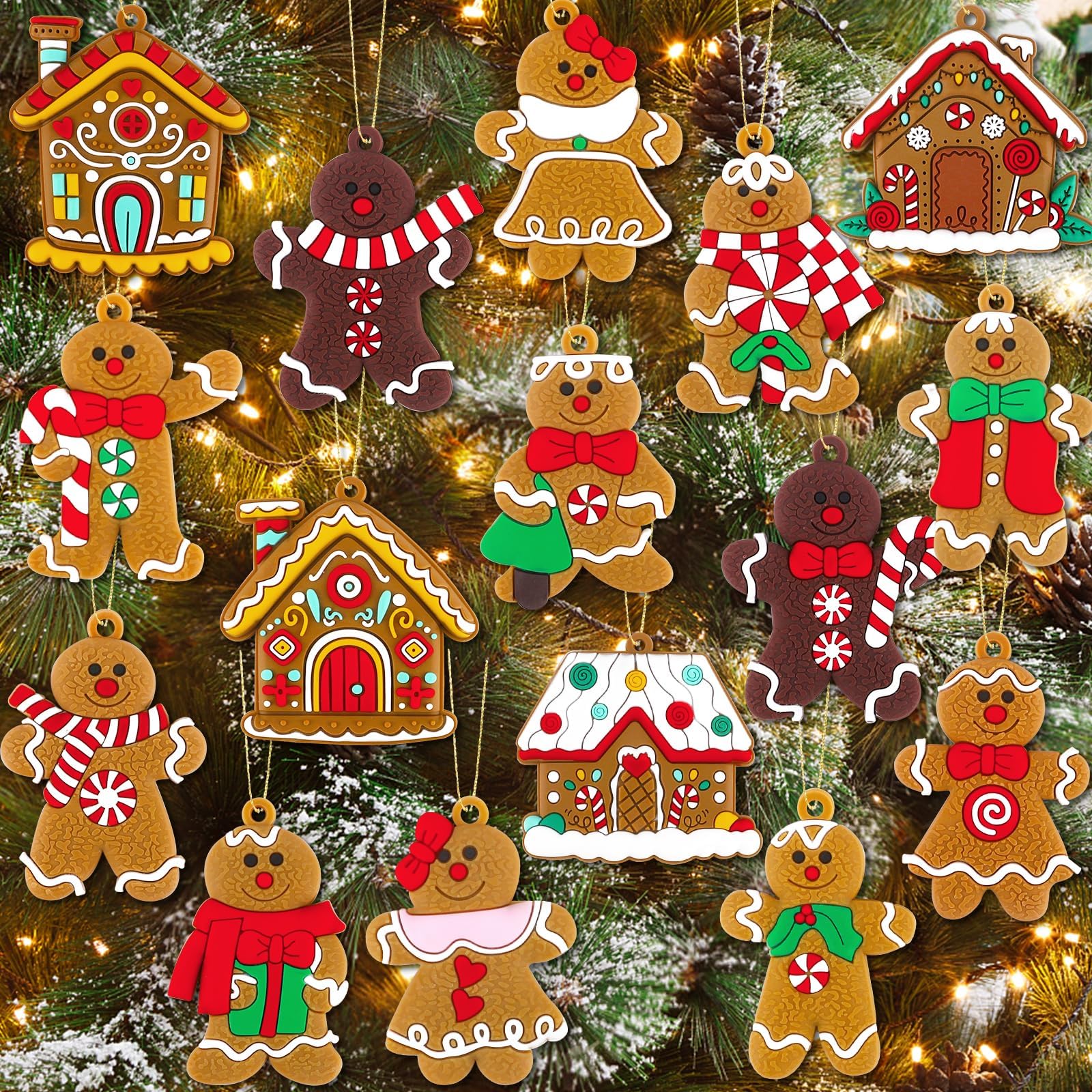 Gingerbread Christmas Ornaments - 16 Pcs -1 Gingerbread Christmas Ornaments - 16 Pcs -1