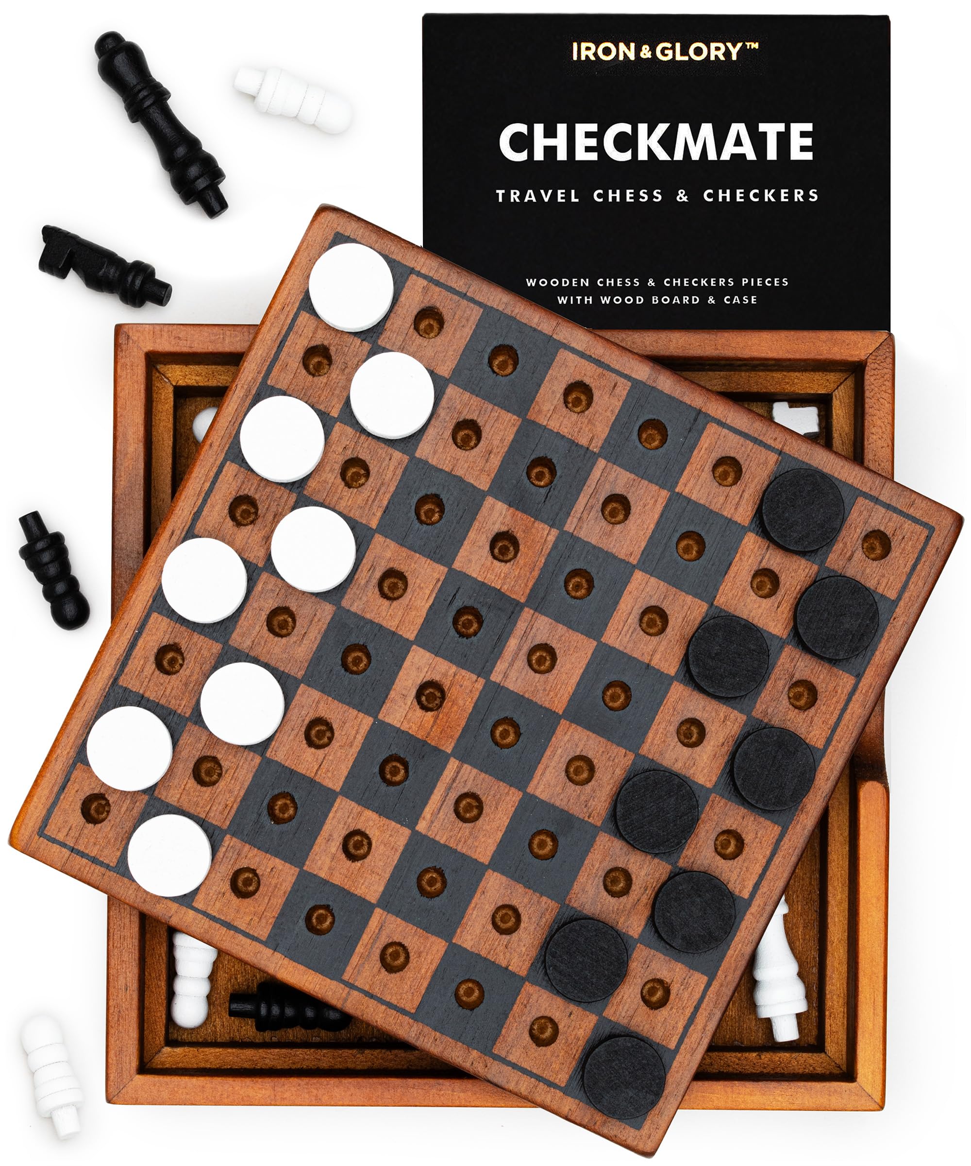 Amazon | Iron And Glory チェス＆チェッカー 2人用 木製 ボードゲーム