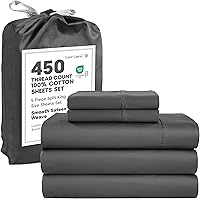 Vista 21 de LANE LINEN - Sábanas tamaño Queen, 450 hilos, 100% algodón, refrescantes, transpirables, con bolsillo profundo, 4 piezas, color negro