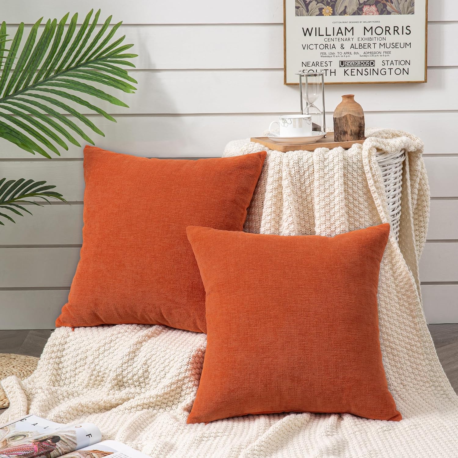 GAWAMAY Decorative Square Throw Pillow Covers 20x20 Inch Set of 2, Super Soft Chenille Pillows Farmhouse Fall Pillowcase for Living Room Bedroom Sofa Couch Cushion Cover Burnt Orange 50x50cm/20x20 - Image 6