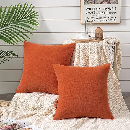 Miniatura 2 de Juego de 2 fundas de almohada cuadradas decorativas de 22 x 22 pulgadas, almohadas de felpilla súper suaves, fundas de almohada de otoño para sala