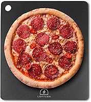 Vista 10 de Loftern Pizarra de madera de 12 pulgadas con tamaños grabados, tabla de cortar de pizza de bambú multiusos, cáscara de pizza de madera, espátula