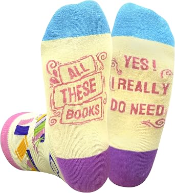 Book and Reading Socks for Adults-Funny Novelty Gifts for Book Lovers Reader Bookworm White Elephant Gifts for Adult