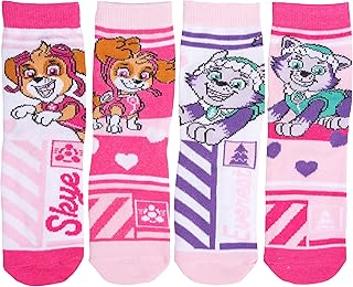 Paw Patrol - Calcetines para niña y niños, color rosa (4 unidades)