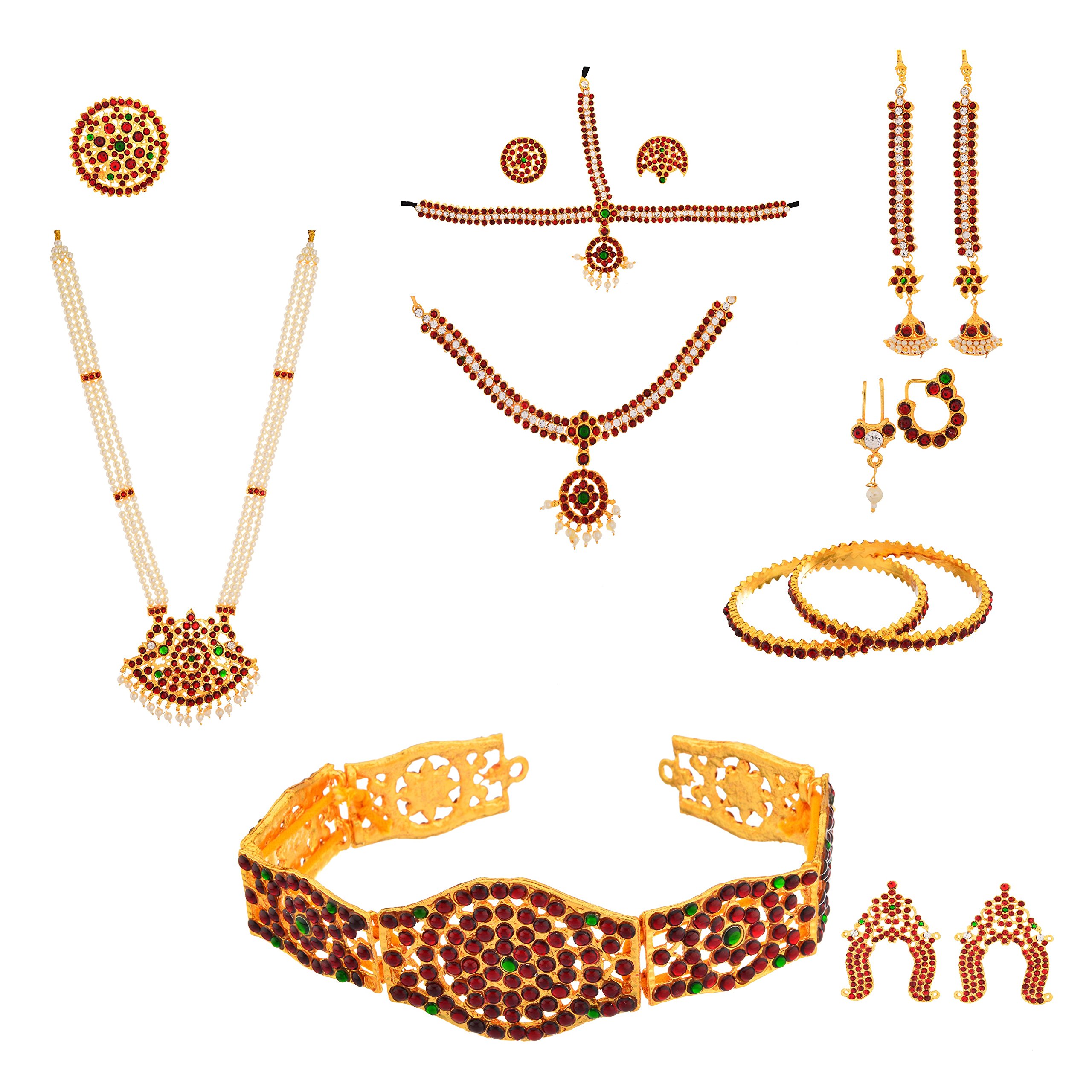 See full amazon price history chart for Usha Gold Plating Copper Complete Set Bharatanatyam Jewellery with All The 10 Separate Ornaments with Red/Green Kemp Stones for Women Usha Gold Plating Copper Complete Set Bharatanatyam Jewellery with All The 10 Separate Ornaments with Red/Green Kemp Stones for Women (B01LOXYMQ4) Amazon Price History, Amazon Price Tracker