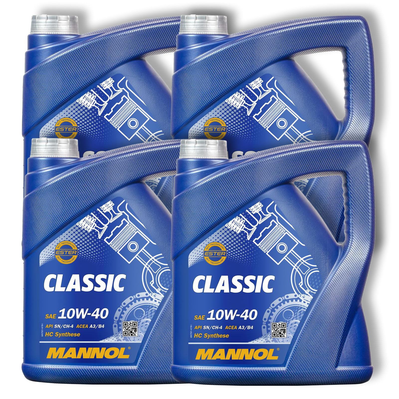 4x 4L MANNOL Classic 10W-40 Motoröl passend für API SN/CH-4 ACEA A3/B4 JASO MA2 VW 505.00 502.00