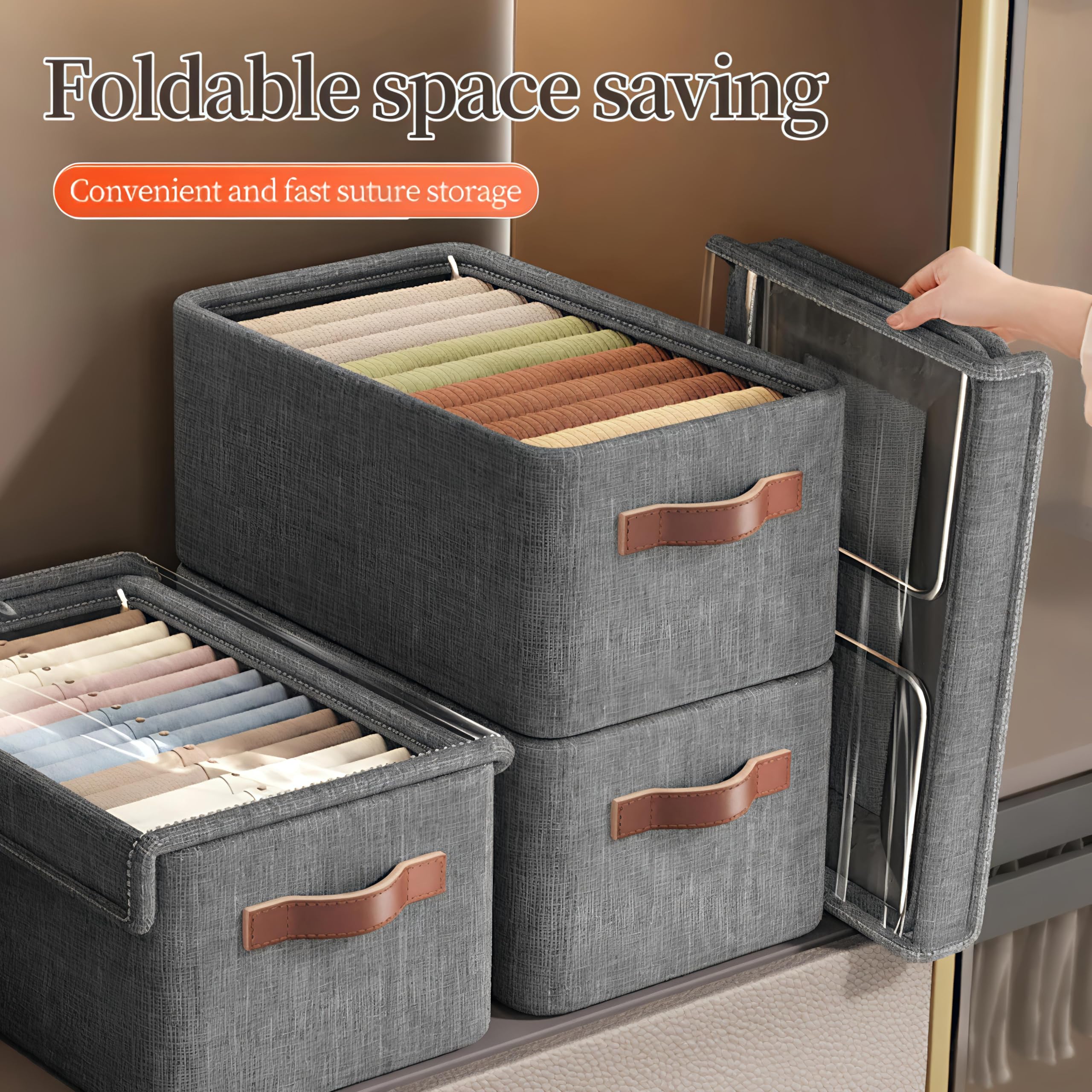 Lazer Foldable Storage Bins for Clothes & Accessories, Pack of 2