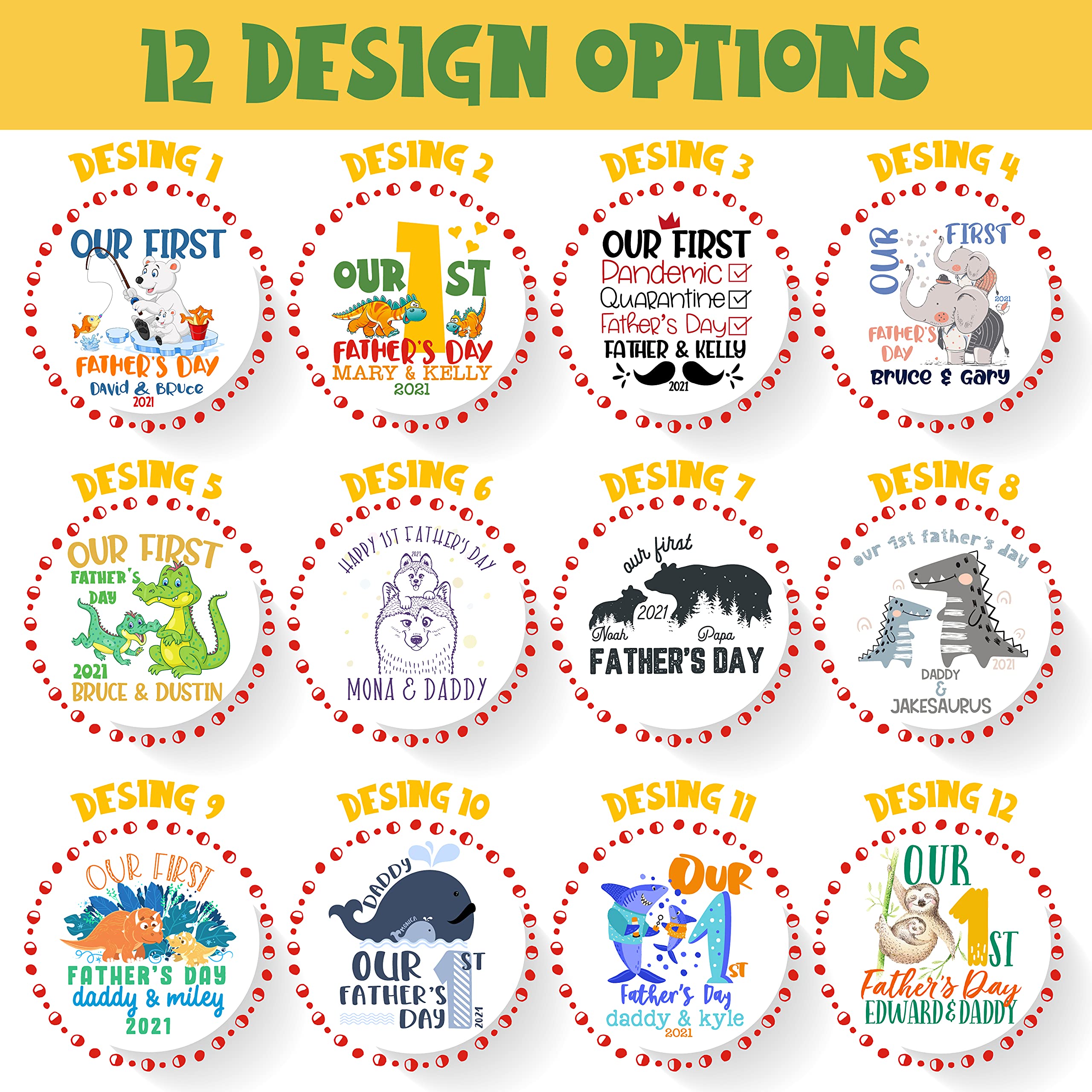 Our First Fathers Day, Personalized First Fathers Day Matching Dad Shirt & Baby Boy-Girl Bodysuit | 12 Designs | Father Son Matching Outfit, Dad Gift From Wife