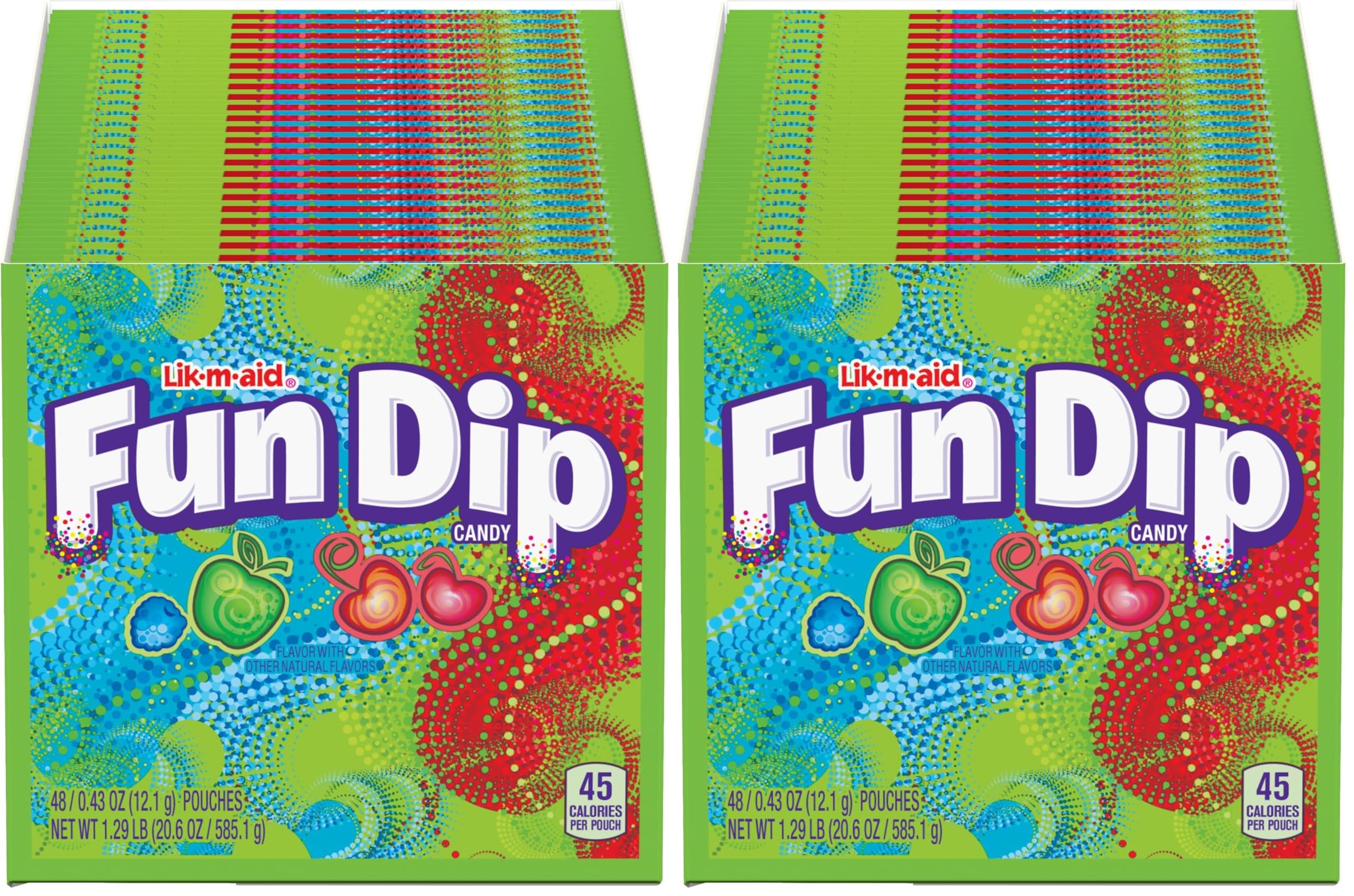 Lik-M-Aid Fun Dip, Assorted Flavor Party Pack - 48 Piece Pack, 0.43 oz Packets (Pack of 2)