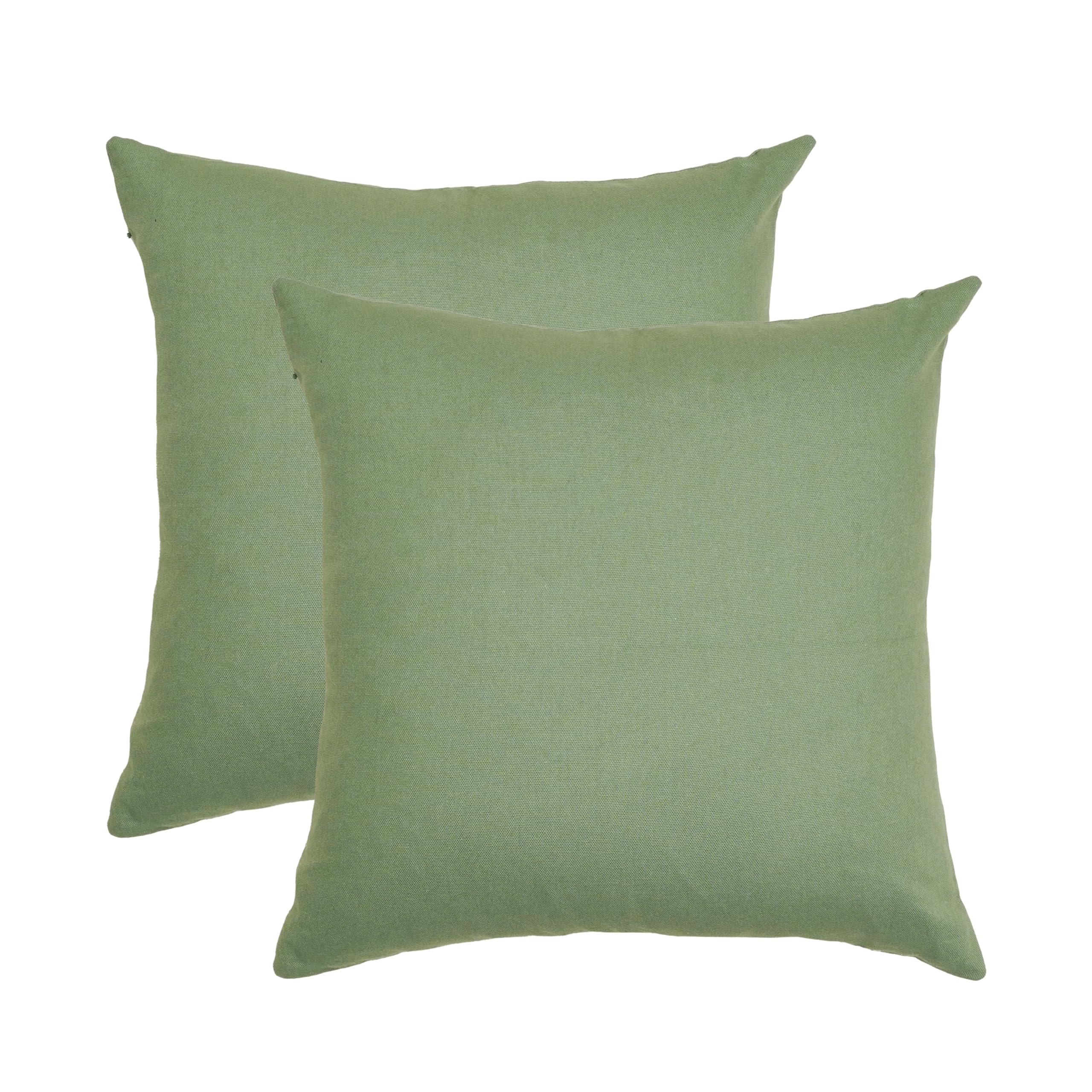 RELY+ Cotton Throw Pillow Covers 20x20 Inch Set of 2 Sage Green Decorative Zippered Cases for Couch Bedroom Sofa Living Room Decoration Gifts Outdoor