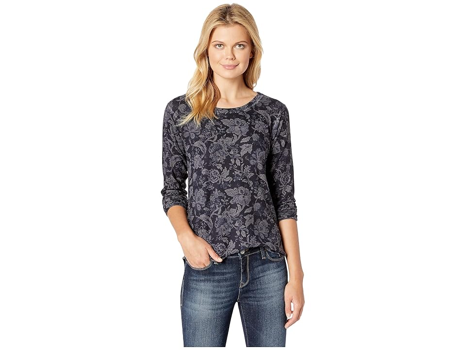 

Nally & Millie Blue Vintage Floral Print Top (Multi) Women's Clothing