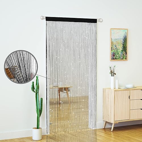 Miniatura 6 de 4 cortinas de cadena para puertas, cortinas con cuentas brillantes para puerta, cortinas de cuentas brillantes, cortina abierta para armario