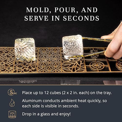 Vista 13 de Bandeja de diseño transparente para hacer cubitos de hielo – Moldes de hielo modernos para bourbon y cócteles en 5 segundos – Sello de cubo de molde