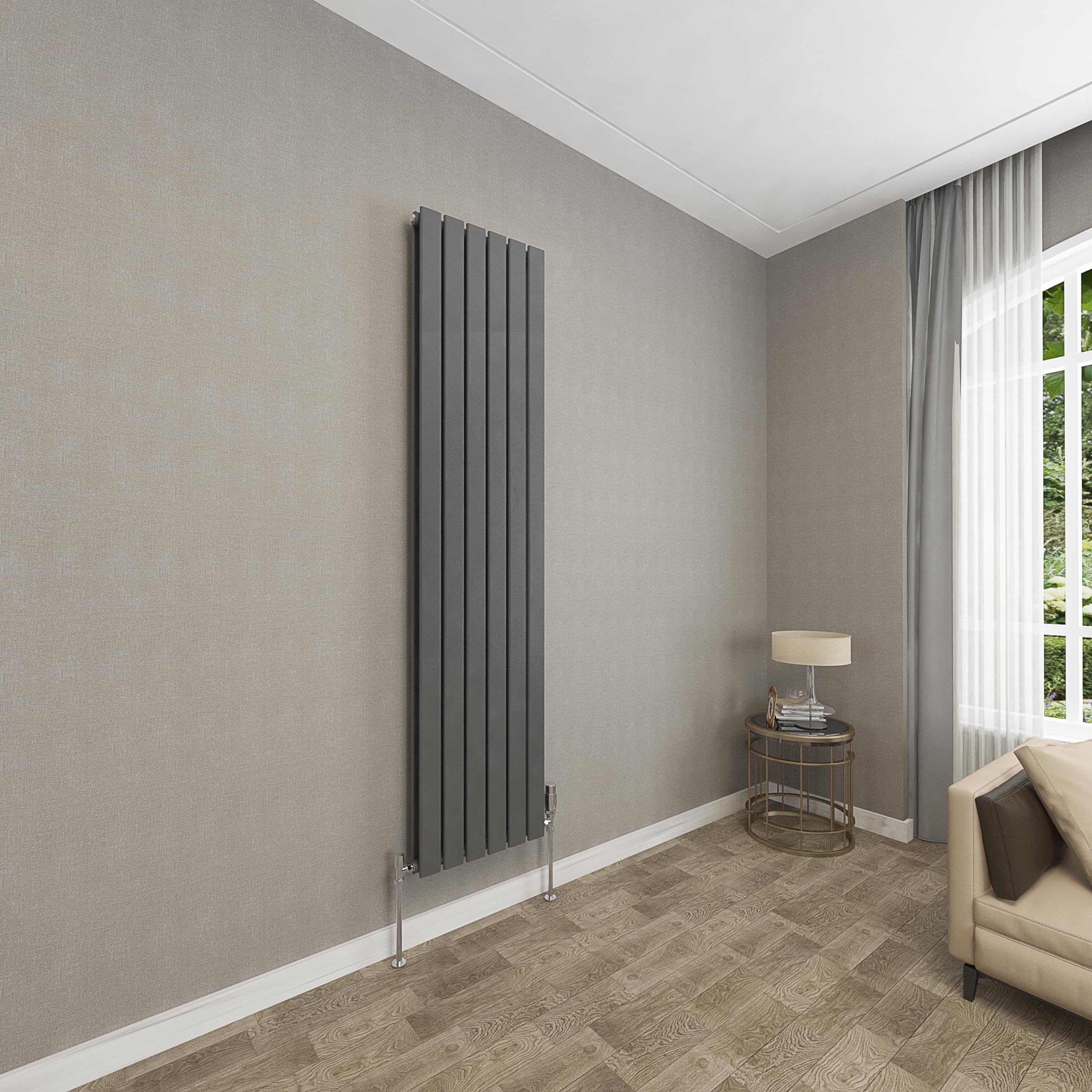 Sky bathroom | 1800x408mm Vertical Designer Radiators Anthracite Flat Panel Double Panel Central Heating Radiator
