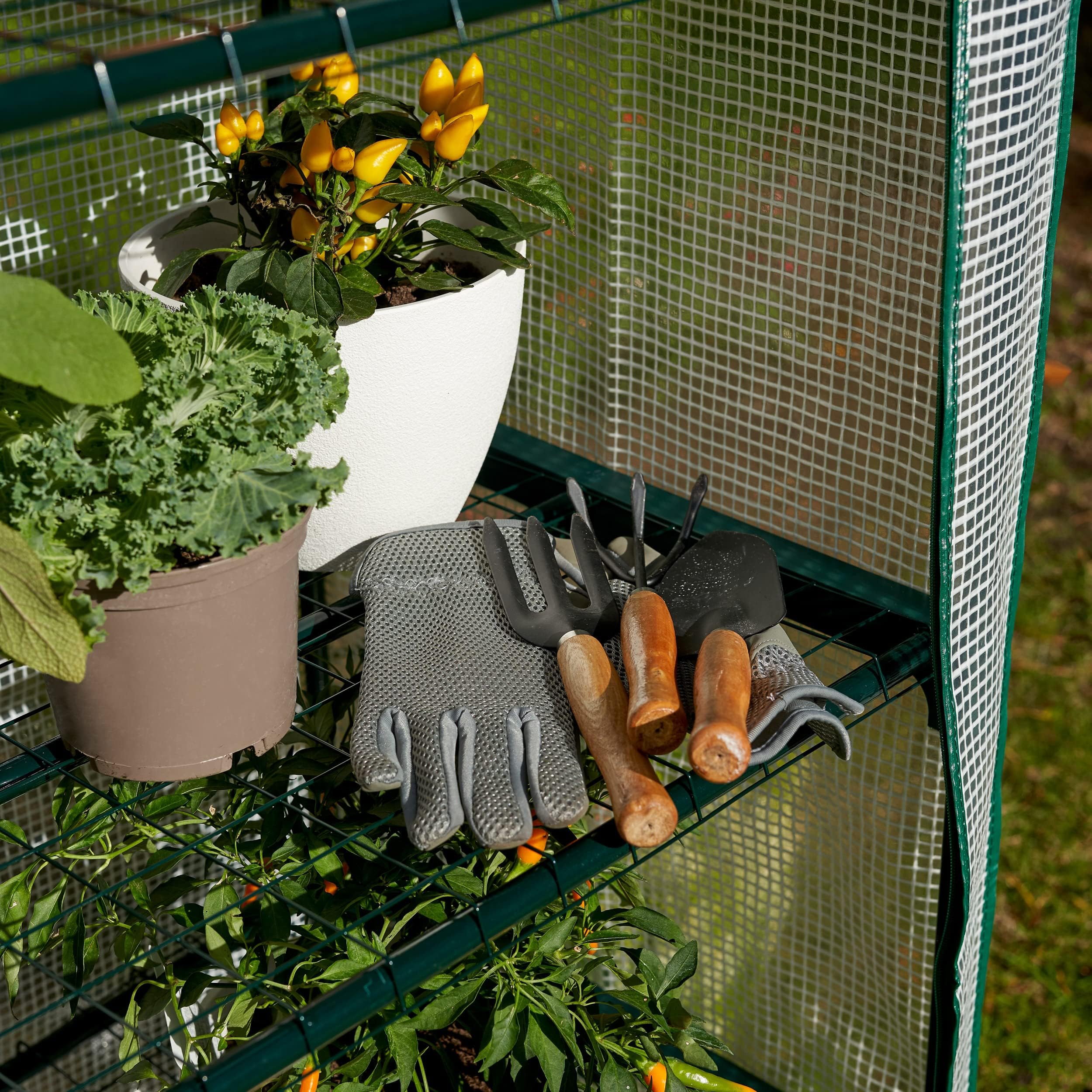 Bramble - Premium Garten Foliengewächshaus für Balkon & Terrasse mit 4 Etagen, Stahlrahmen & Verstärkter PVC-Abdeckung - Stabil & Einfach zu Montieren - 160x69x49cm