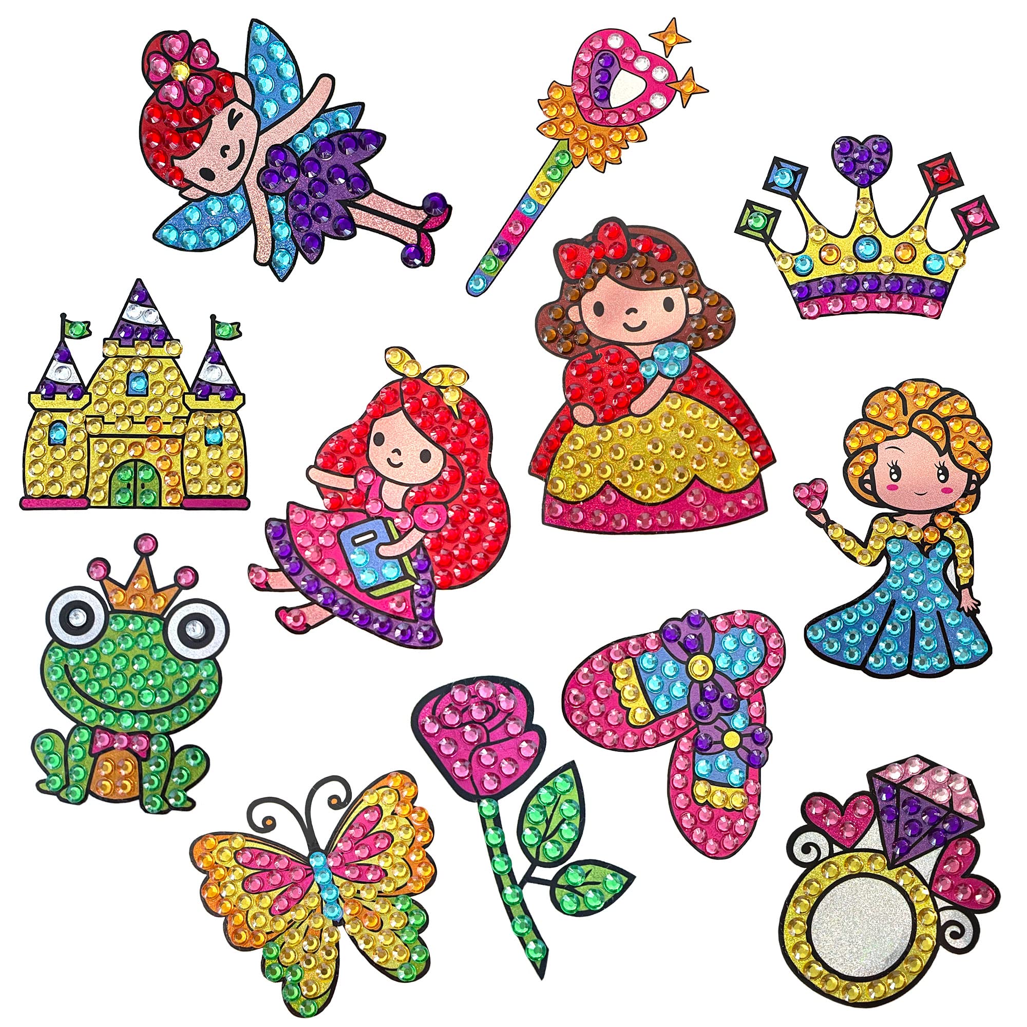 sinceroduct Diamond Stickers Kits for Kids and Adult Beginners - 12PCS DIY Diamond Stick, Diamonds by Numbers, Arts Crafts for Girls Boys, Mermaid and Princess