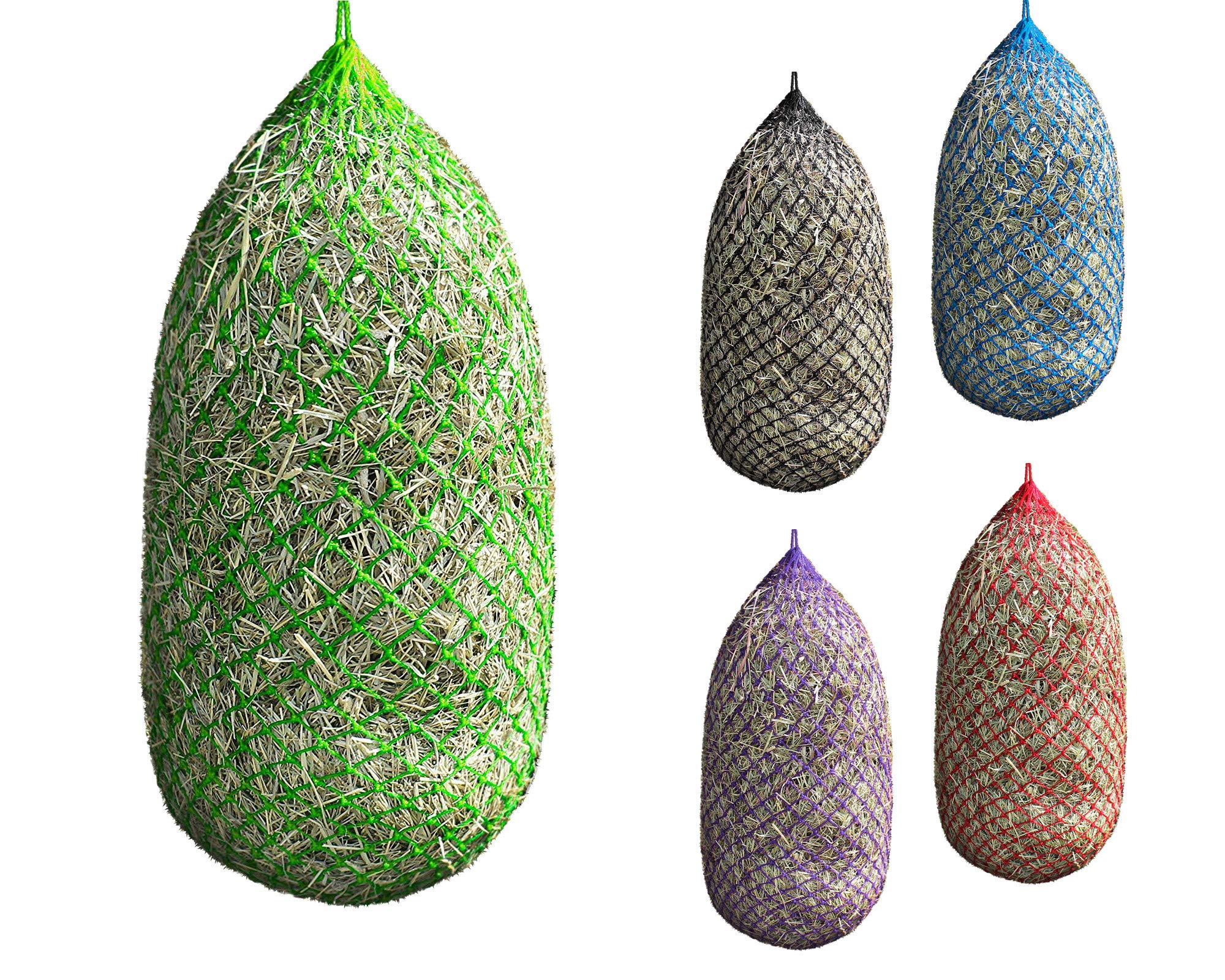 Derby Originals Large 42" Premium Poly Superior 2" Hole Slow Feed Horse Hay Net (42", Green Apple) (71-9193-GRA-42IN)