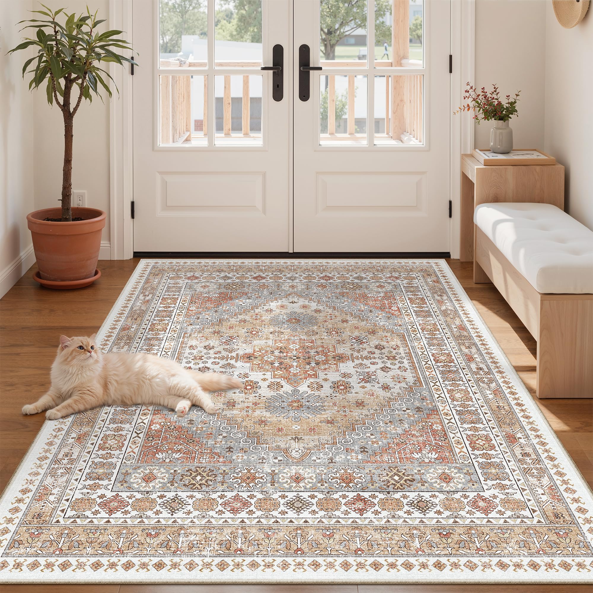 zesthome 3x5 Area Rug Ultra Soft Washable Rug, Non Slip Area Rug Indoor Entrance, Stain Resistant Rugs for Living Room Bedroom Vintage Home Decor (
