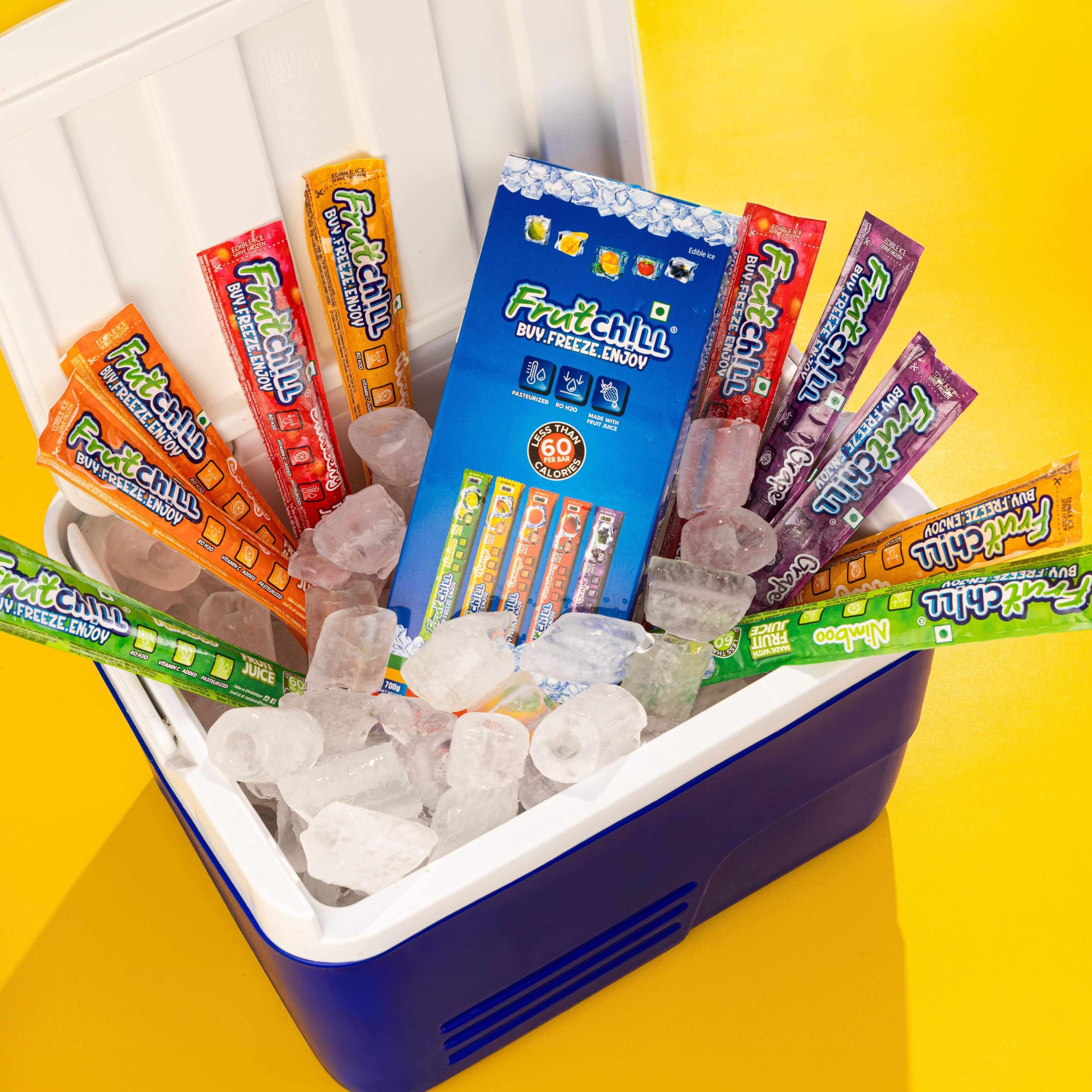 Fruitchill Ice Pops/Frozen Juice Bars Multipack - Mango | Strawberry | Nimboo | Grape | Orange | Pack of 10 Bars | Healthy and fun | Less than 60 calories |-image-29