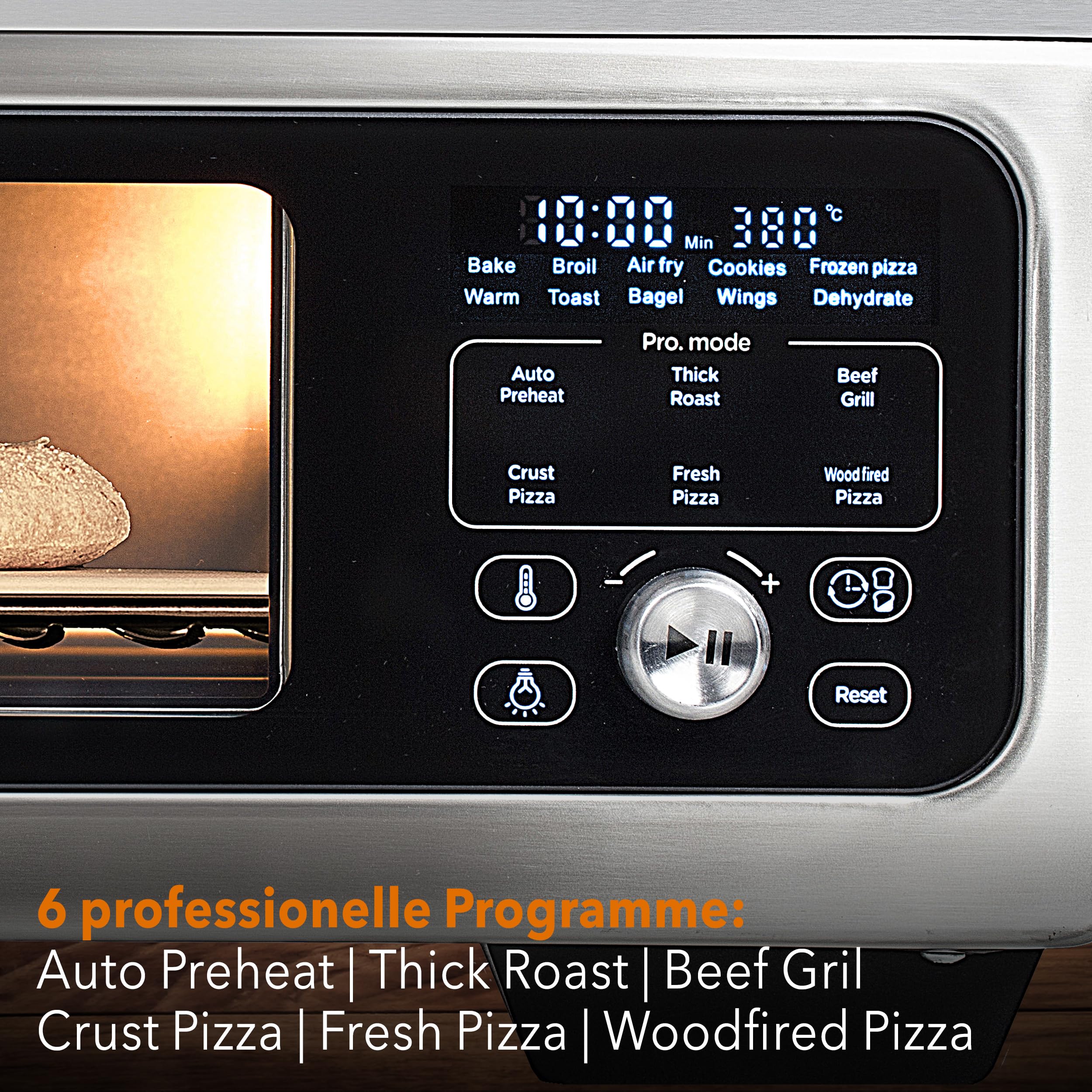 PizzaAirfryer400 silber - 12 in 1 Multifunktionsofen, Pizzaofen, 400 °C, tragbar, Grillen, Pizza, Air Fryer, Backen, XXL Zubehör, Indoor, Steinofenplatte, Gusseisenblech