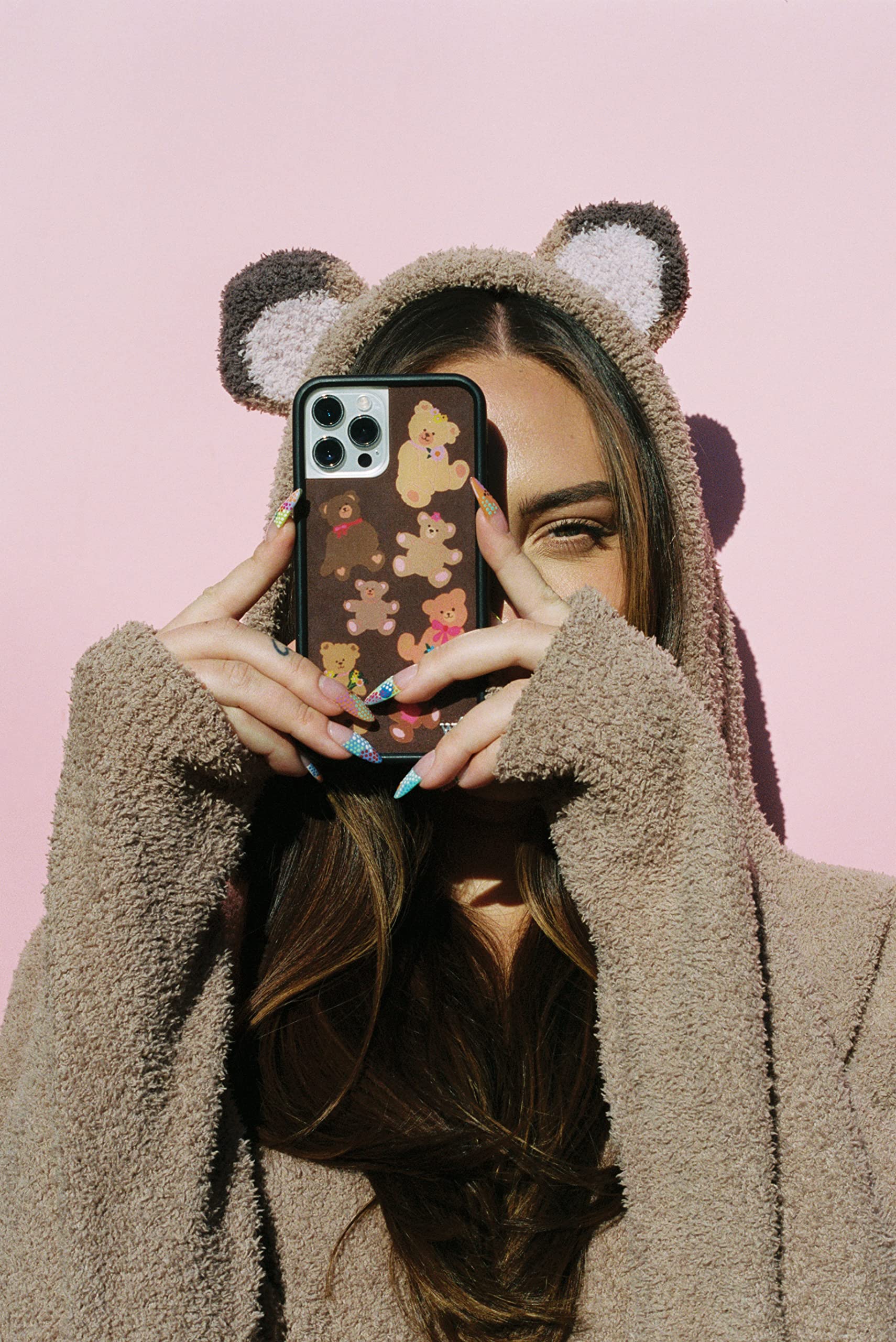 花柄テディベアデザイン iPhone14Proケース iPhone 14 Pro Max iPhone14ProMax ケース スマホ iPhone14プロ