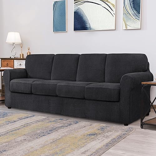 Vista 562 de CHUN YI - Funda elástica para sillón (3 piezas), funda para sofá de 1 plaza con un respaldo y cojín separado con banda elástica, tela jacquard