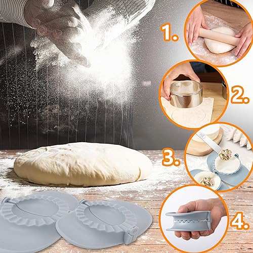 Miniatura 4 de Empanada Maker - Máquina para hacer albóndigas, juego de moldes manuales para albóndigas con cuchara de llenado y rodillo, 4 pulgadas3 pulgadas para