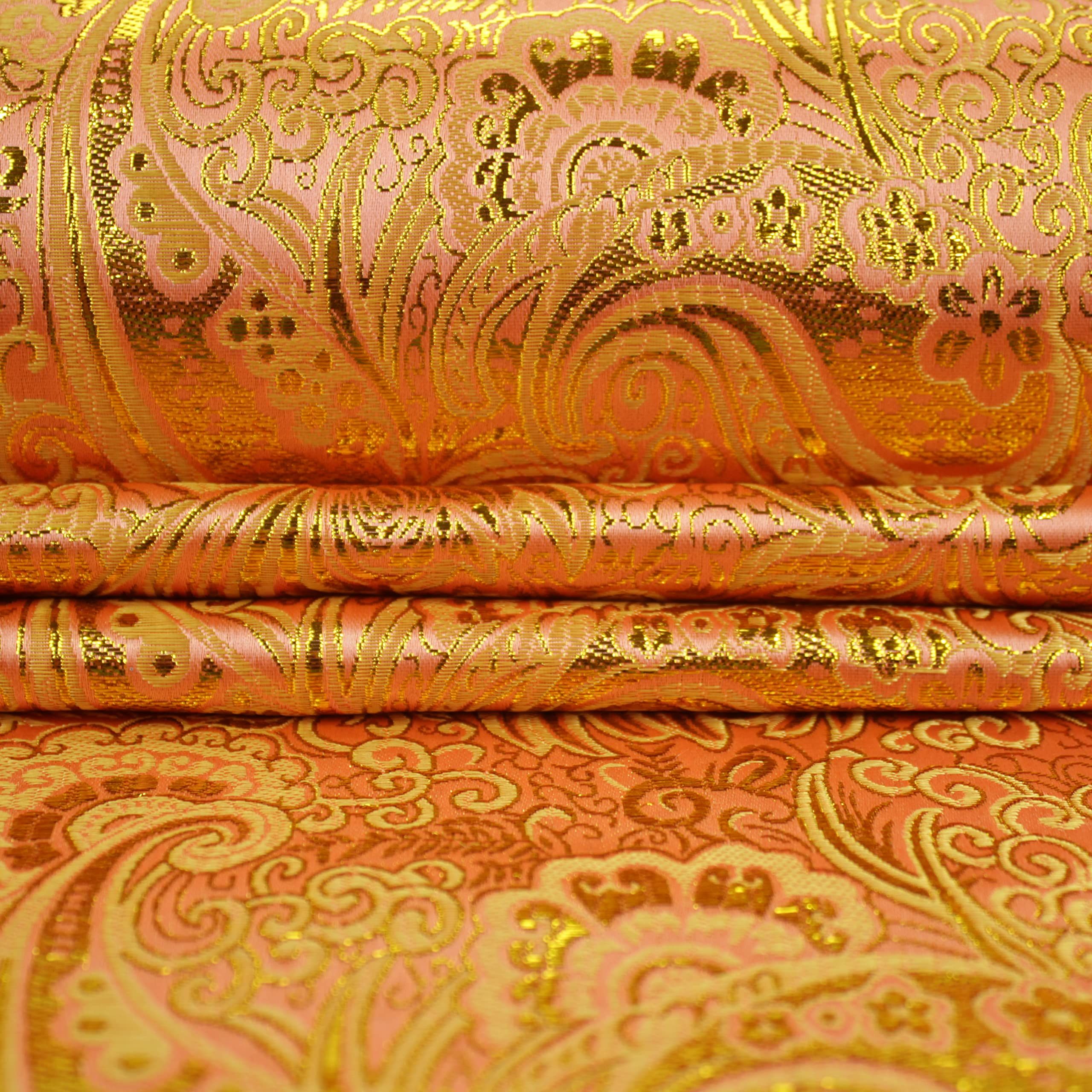 BROCADO JACQUARD CACHEMIR SERIE JACLUR 150cm (SALMÓN Y ORO, 3)