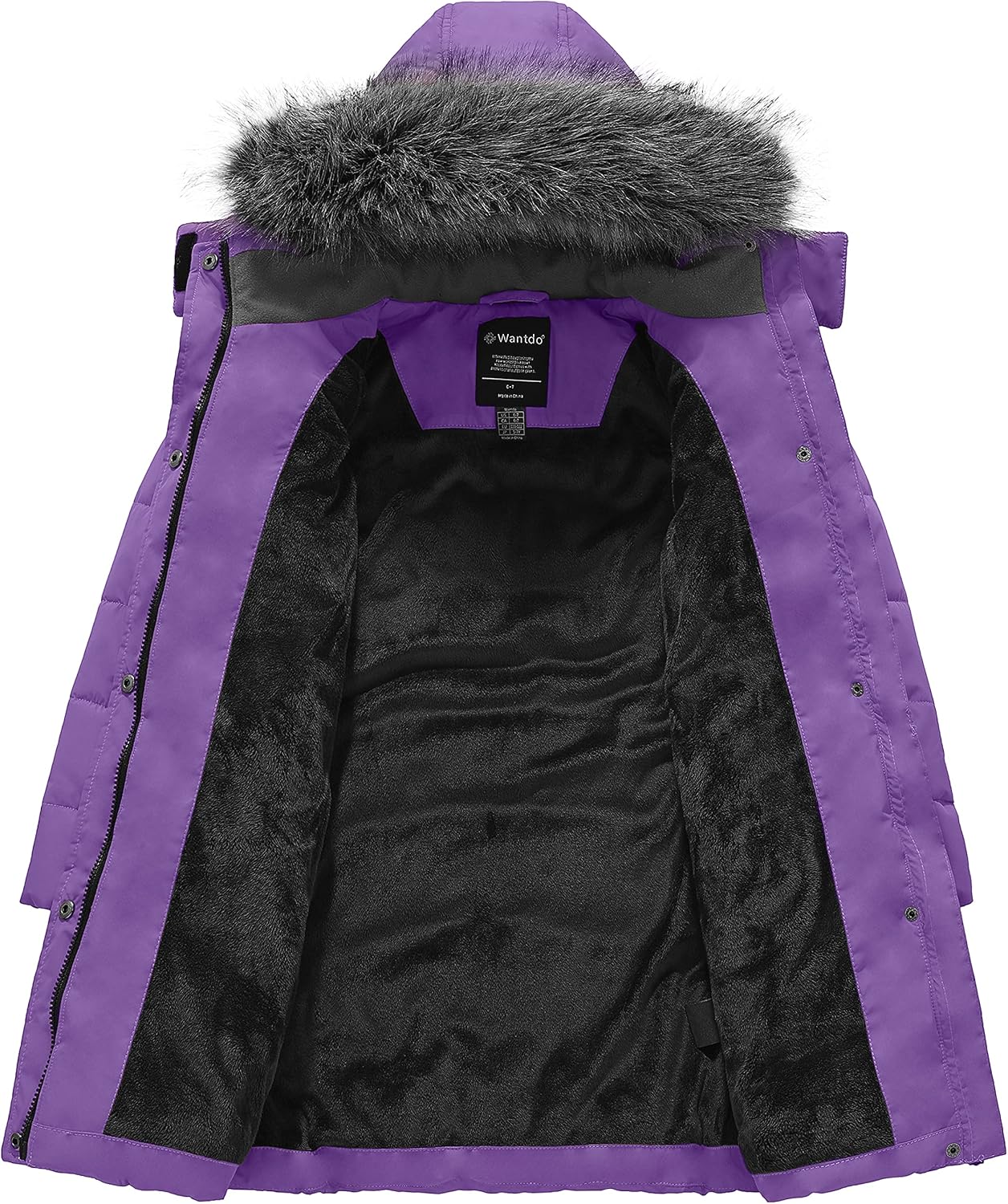 wantdo Girls' Winter Coats Long Puffer Jacket Fleece Jacket with Hood - Image 3