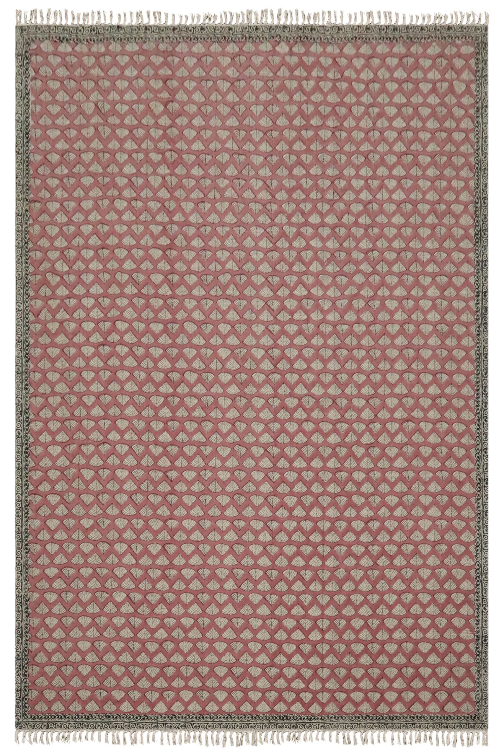 Tapis kilim facile à laver pour couloir et entrée | Coton tissage plat rose et noir