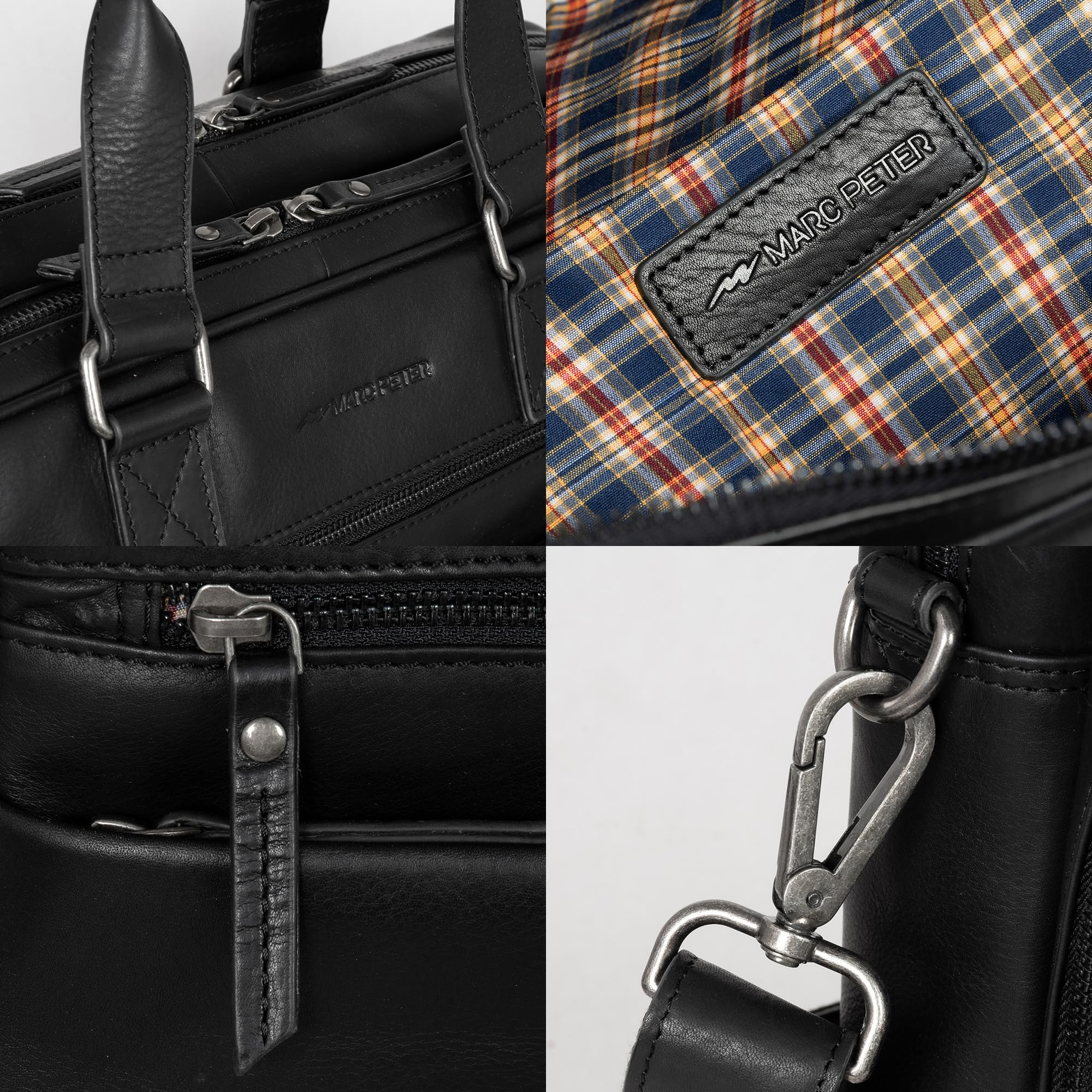Marc Peter Borsa per computer portatile Dallas I in pelle a tracolla per laptop da 15,6 pollici, valigetta per notebook I, borsa per uomo e donna