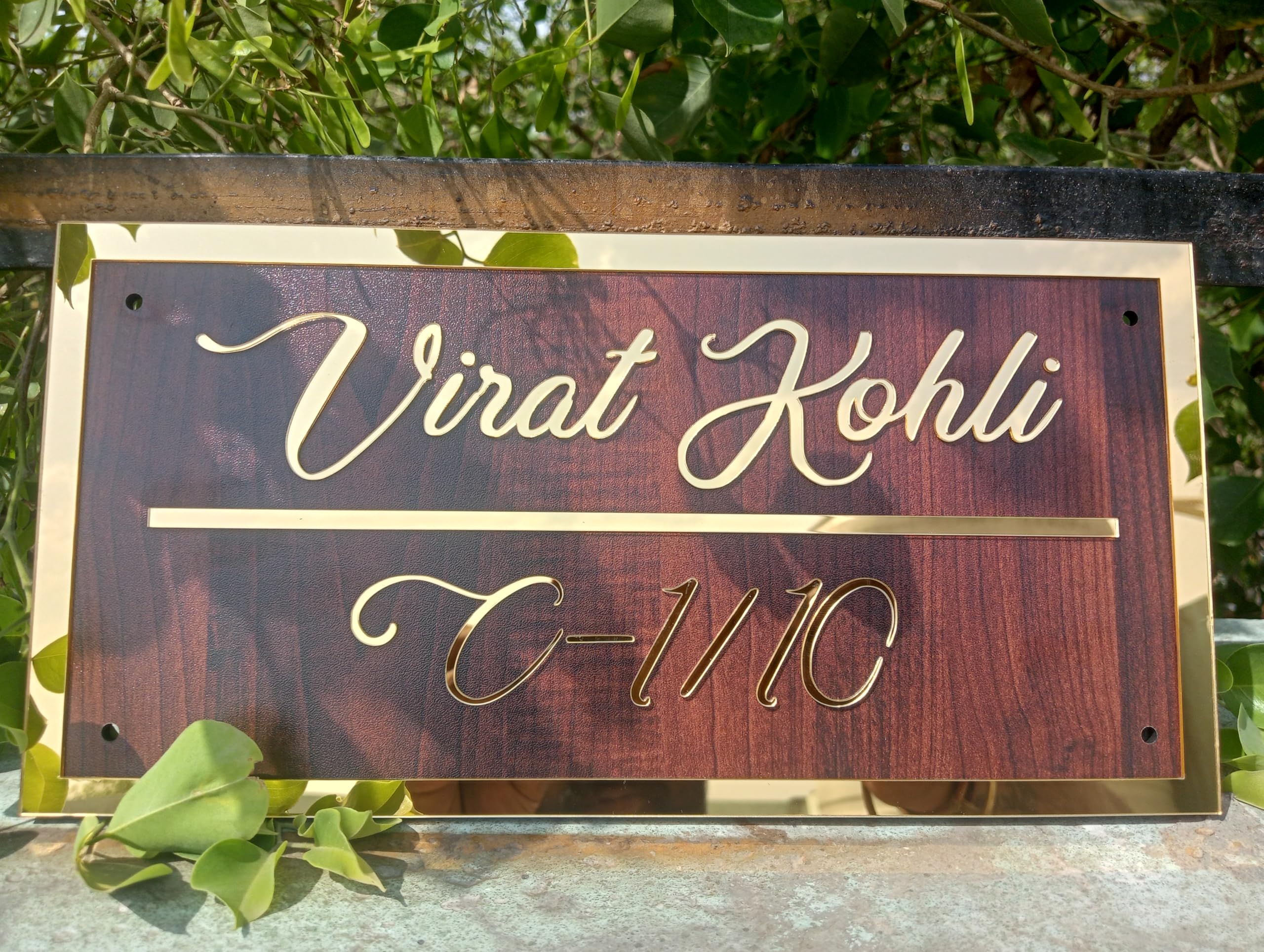 Personalized Waterproof Luxury Door Name Plates for Home Entrance (15x30 Cm) with 3D Letters- Ideal for Home & Office Entrances With Stainless Steel Screws || Door name plates (WhiteBlack) — Amazon image 3