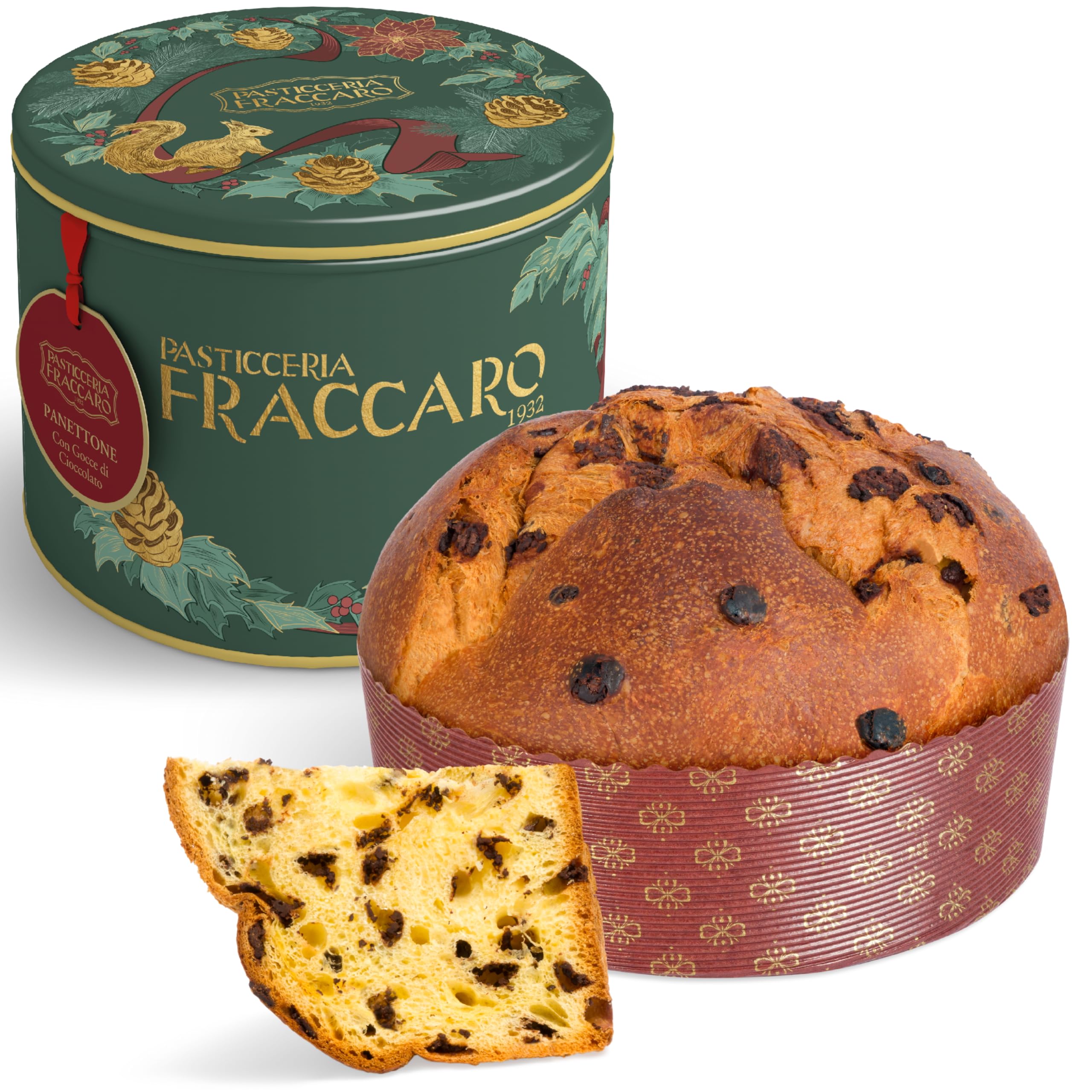 Chocolate Panettone Italian Cake from Italy (26.4 Oz - 750 Gr) Pasticceria Fraccaro 1932 - Christmas Cake from Italy with Chocolate Chips, Naturally Leavened with Sourdoug Starter - Authentic Italian Taste