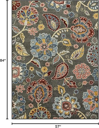 Miniatura 2 de Maples Rugs Gardena - Alfombras de área florales, fabricadas en Estados Unidos, de pelo bajo, antideslizante, apta para mascotas, para dormitorio,