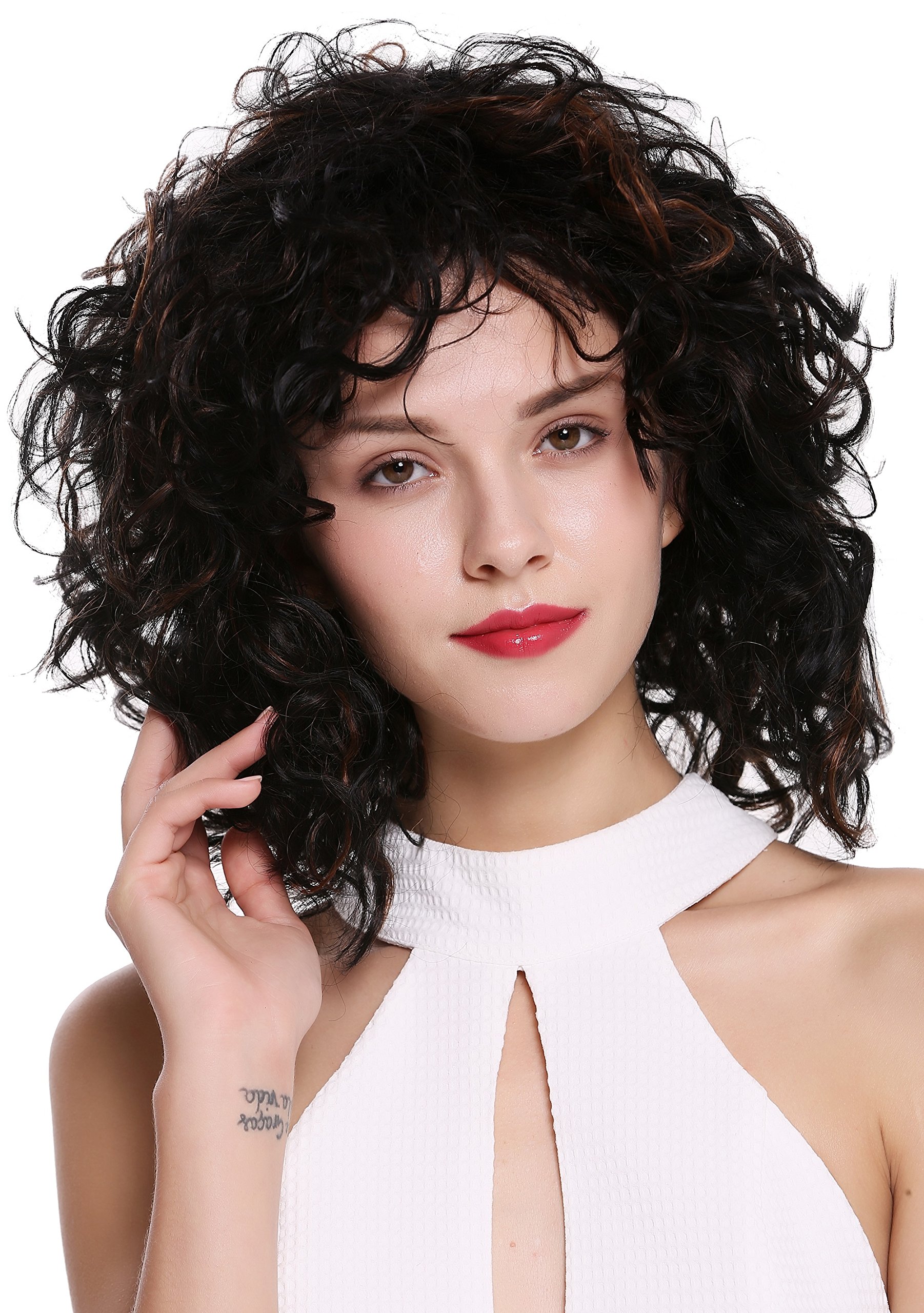 WIG ME UP - DW-2698-2BH30 Lady Quality Wig short shoulder-length wild curls curly voluminous chestnut brown mix highlights streaked - Image 3