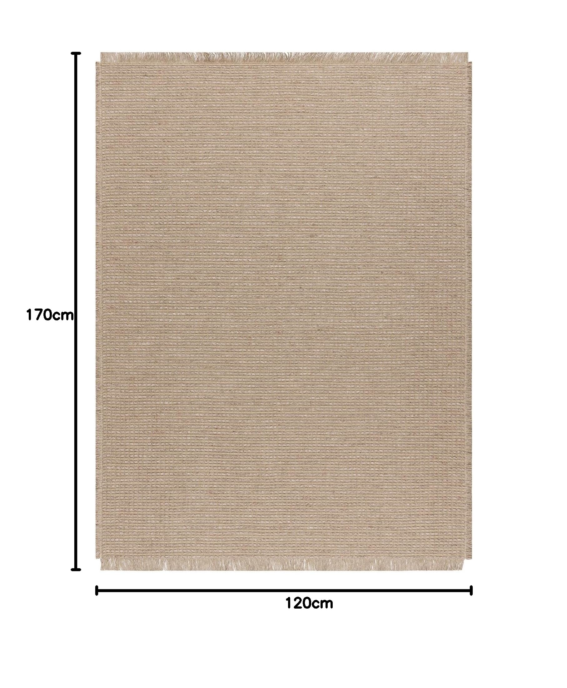 Dywan jutowy 3652 ciemny beż jednokolorowy - juta, tkana na płasko, frędzle 120 x 170 cm beżowy