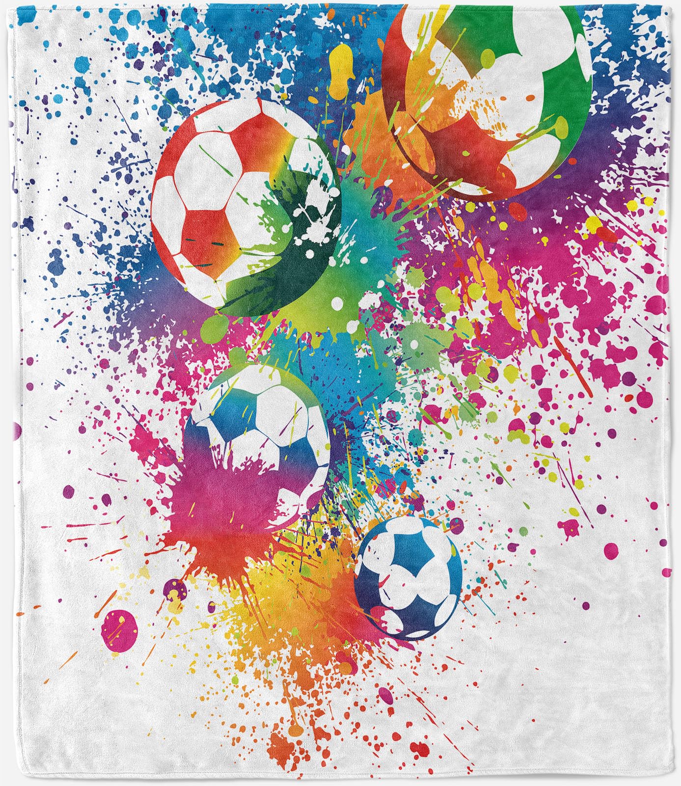 ANHOPE Football Blanket Soft Lightweight Flannel Fleece Blanket for Bed Sofa Couch Watercolor Soccer Ball Print Pattern All Season Decorative Throw for Kids Adults Twin/Double 150 x 200 cm — image 1