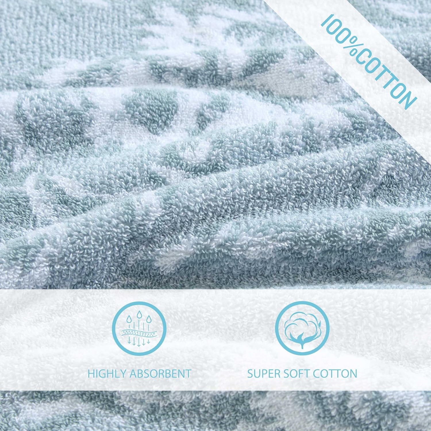 Tommy Bahama - Bath Towels, 100% Soft & Absorbent Cotton with Yarn-Dyed Loops, Medium Weight Bathroom Towels (Shadow Hibiscus Blue, 6 Piece) - Image 3