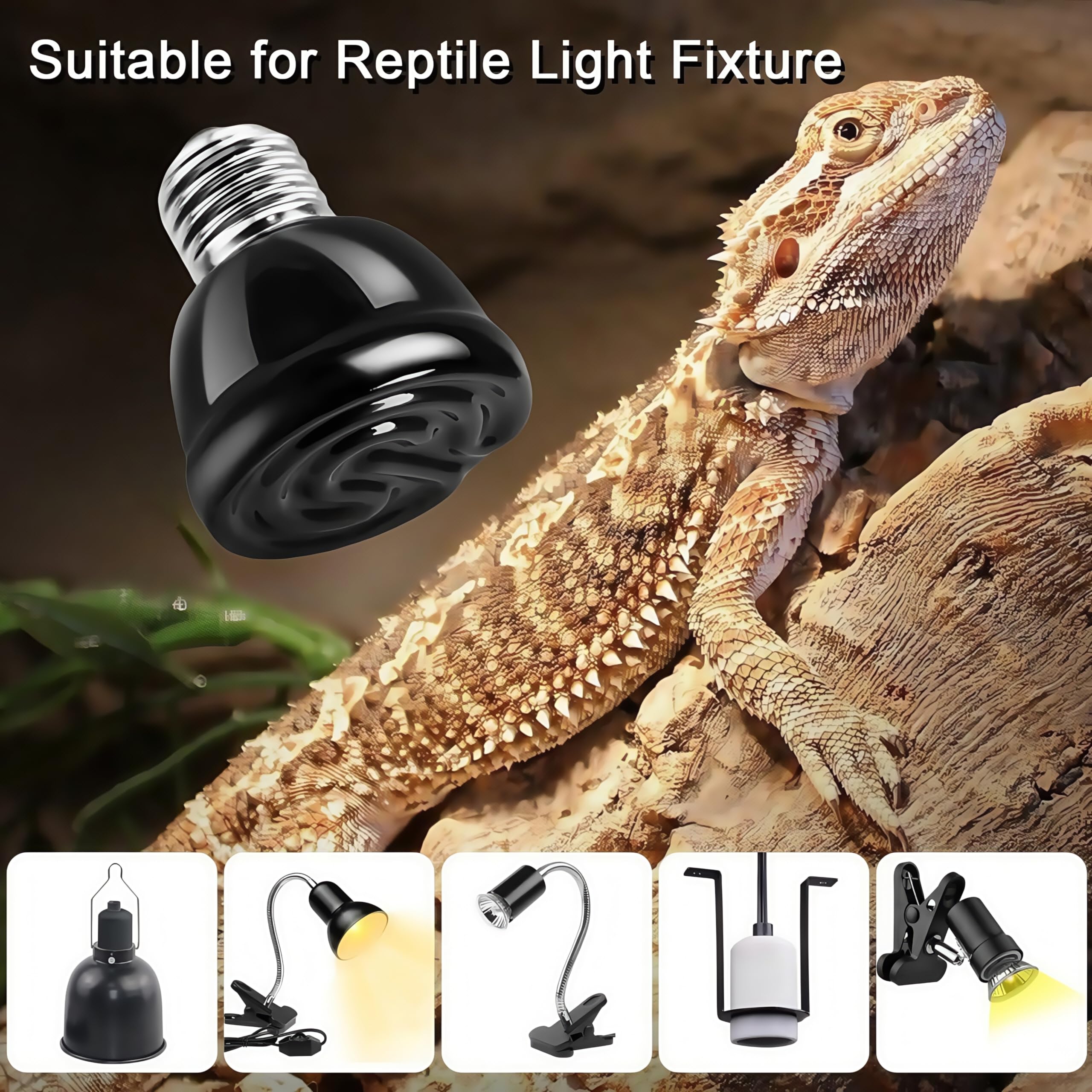 PetFizz Reptile Ceramic Heat Emitter, Ceramic Heat Lamp Bulbs 50W 2Pack, E27 Reptile Heat Lamp for Tortoise Lizards, Snakes - Image 4
