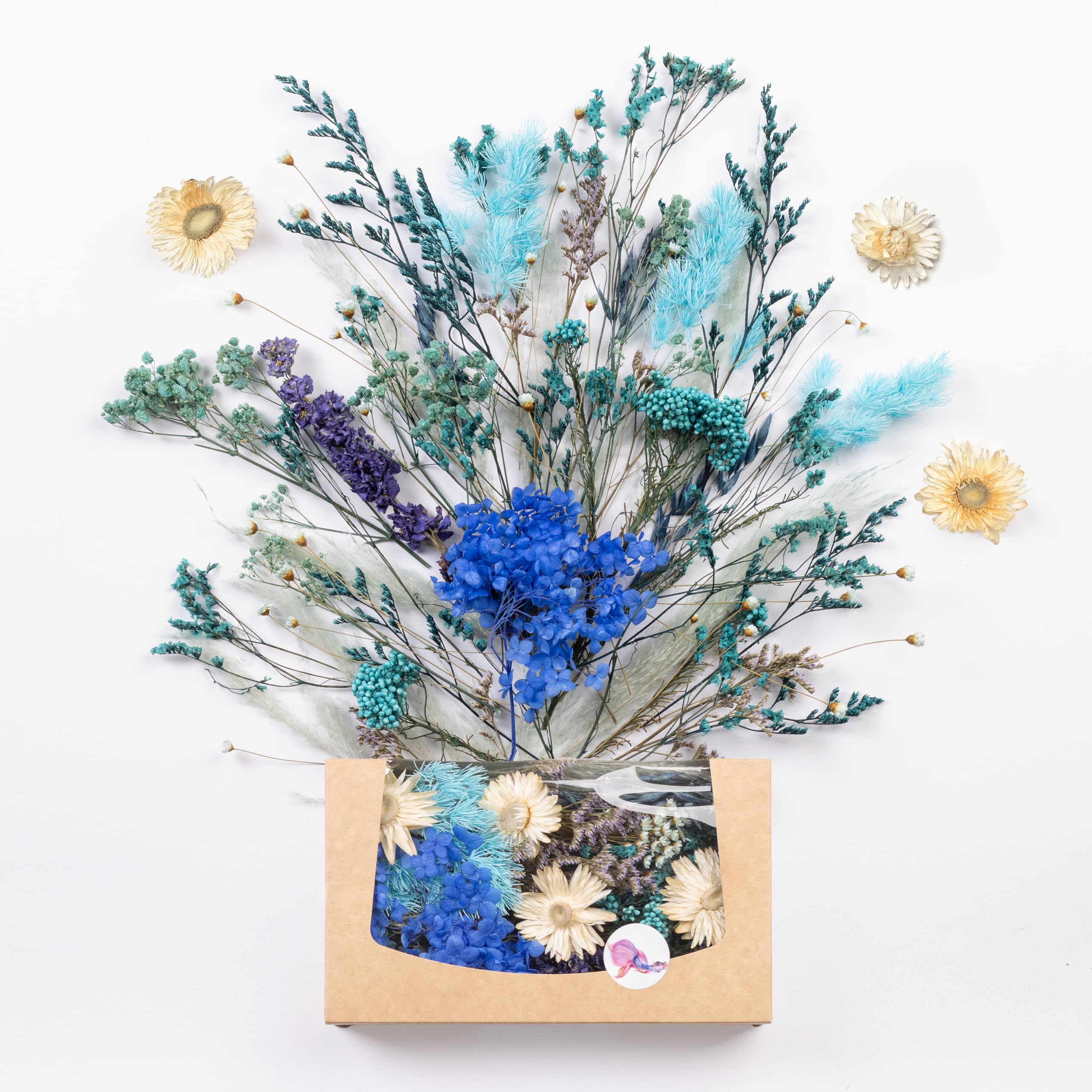 Kunstharz.Art Echte & natürliche getrocknete Blumen als Geschenk zum Muttertag & Ostern, zum Basteln mit Resin oder Osterdekoration, Blüten und Trockenblumen Set, Gastgeschenk für Hochzeit (Blau)