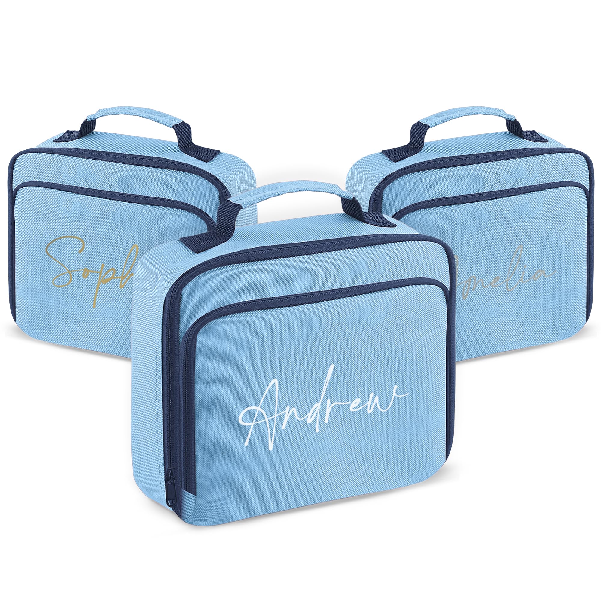 Custom Personalised Lunch Bag with Name Insulated Lunch Box for Kids Adults School Work Office Travel Gym Picnic Meal Prep Food Storage Reusable Lunch Tote Durable Zipped Lunch Bag with Carry Handle