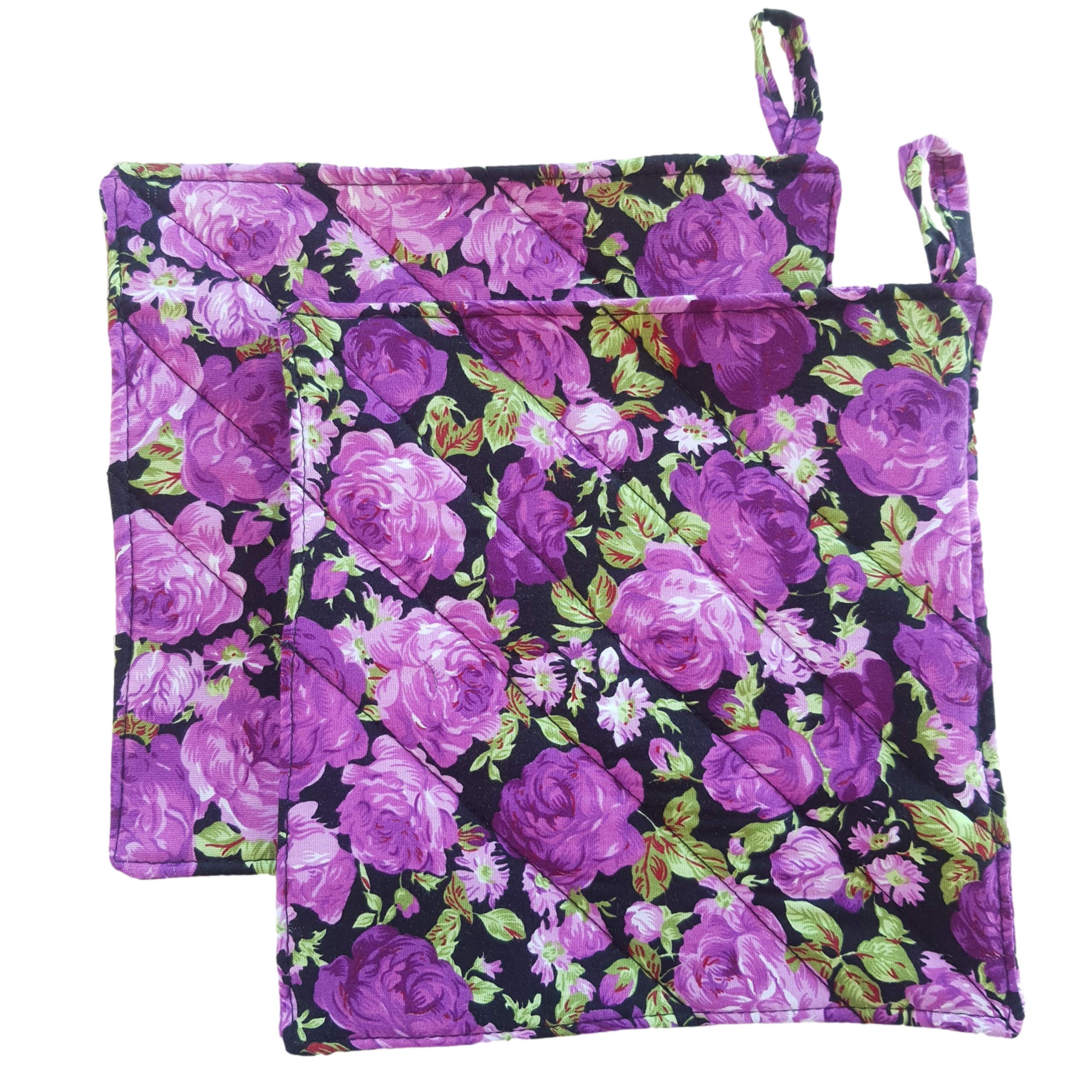 CUSHYSTORE Floral Blossom Garden Flower Pot Holder Oven Pads Potholders for Cooking Kitchen 7.75