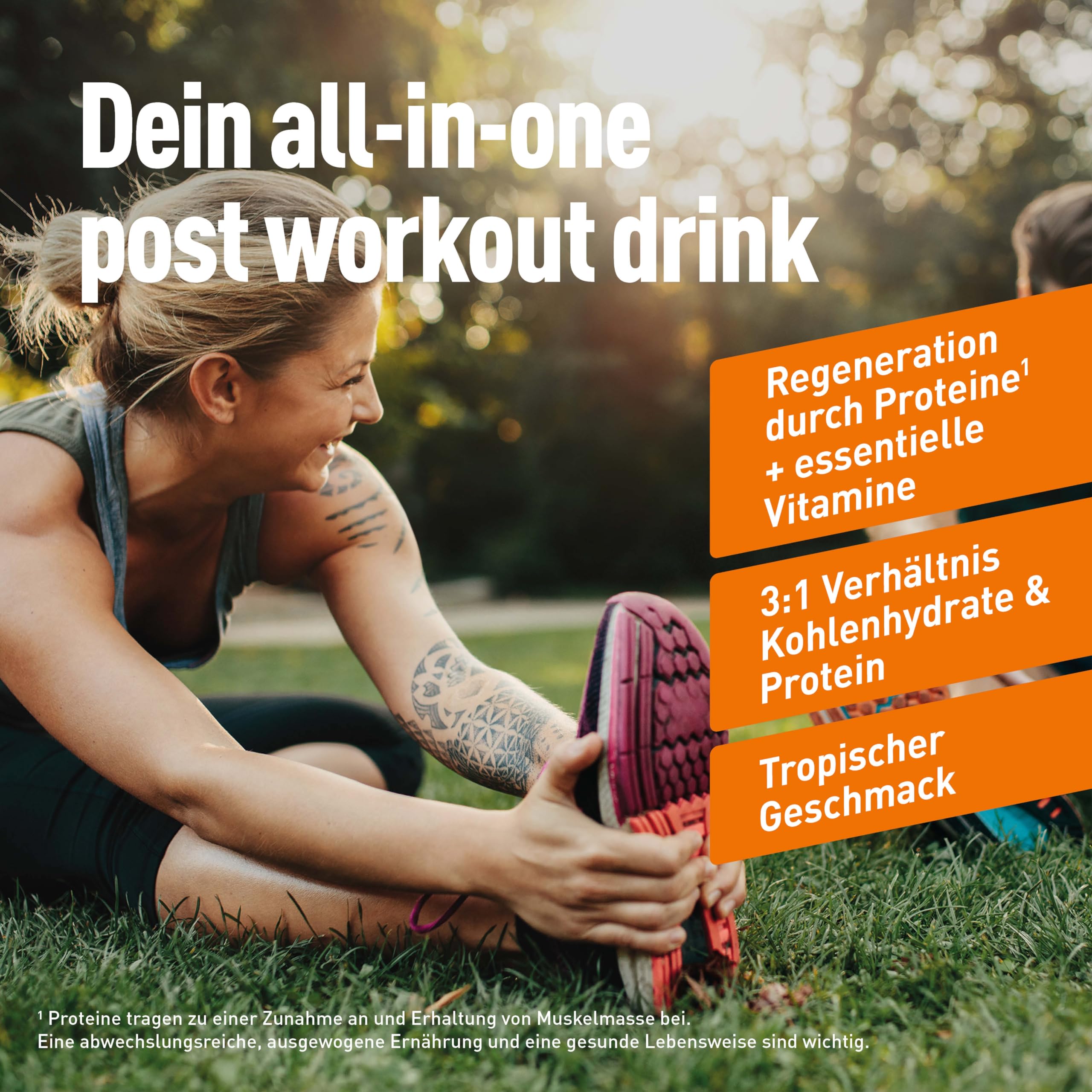 Dextro Energy Recovery Drink Tropical - 14x44,5g (14 Stück), Elektrolyt Pulver mit Magnesium, Vitamin E, C, B1, B2, B3, B6, B12, Folsäure, Pantothensäure, 3:1 Kohlenhydrat Protein Mix, Regeneration