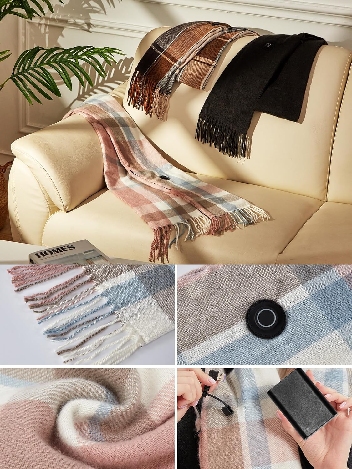 Heated Scarf for Women Rechargeable, Heated Scarf for Men Three Temp Settings with 6000mah Battery Christmas Gifts - Image 3