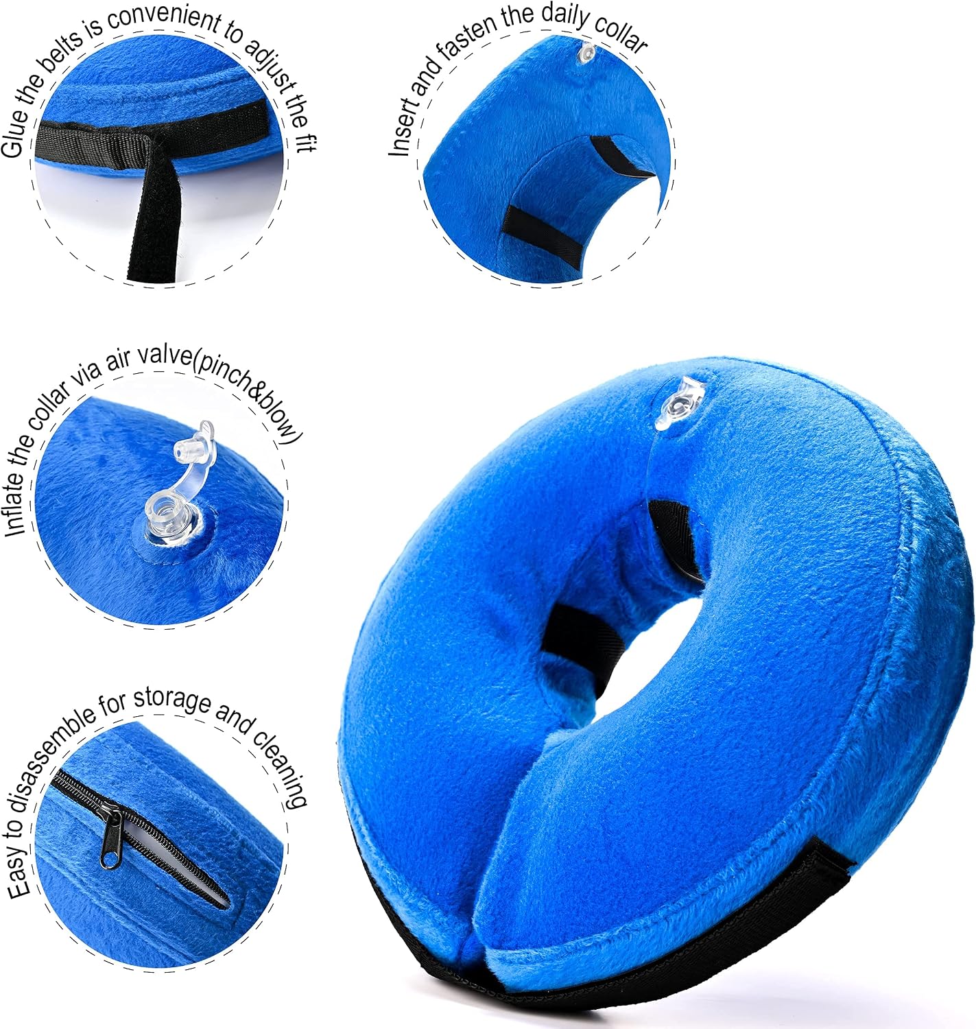 YEUCA Inflatable Cone for Dog and Cat Soft Pet Protective Recovery E-Collar for Medium Dogs After Surgery (Large Size)
