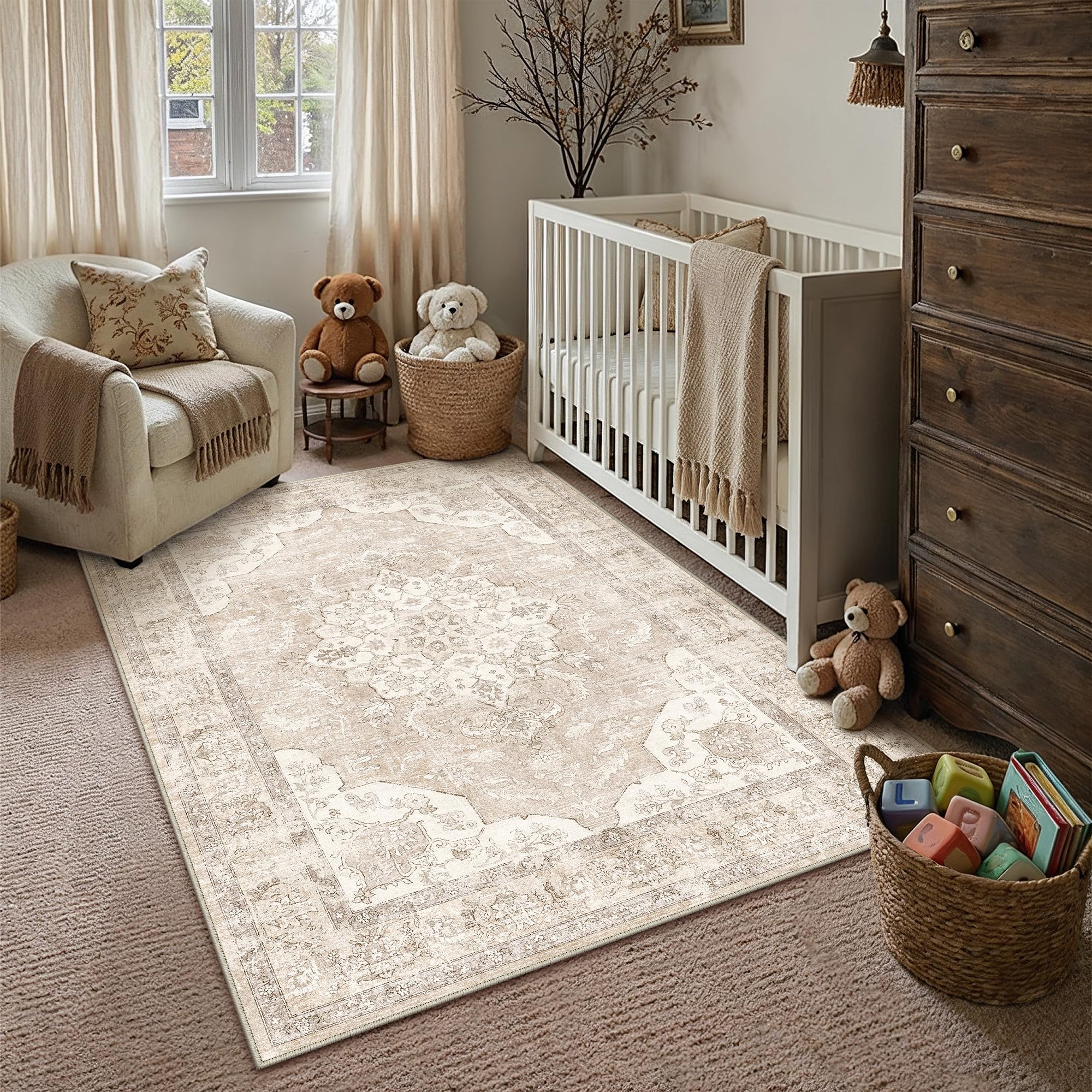 PureCozy Vintage Rugs Living Room Area Rug 120x170cm Beige