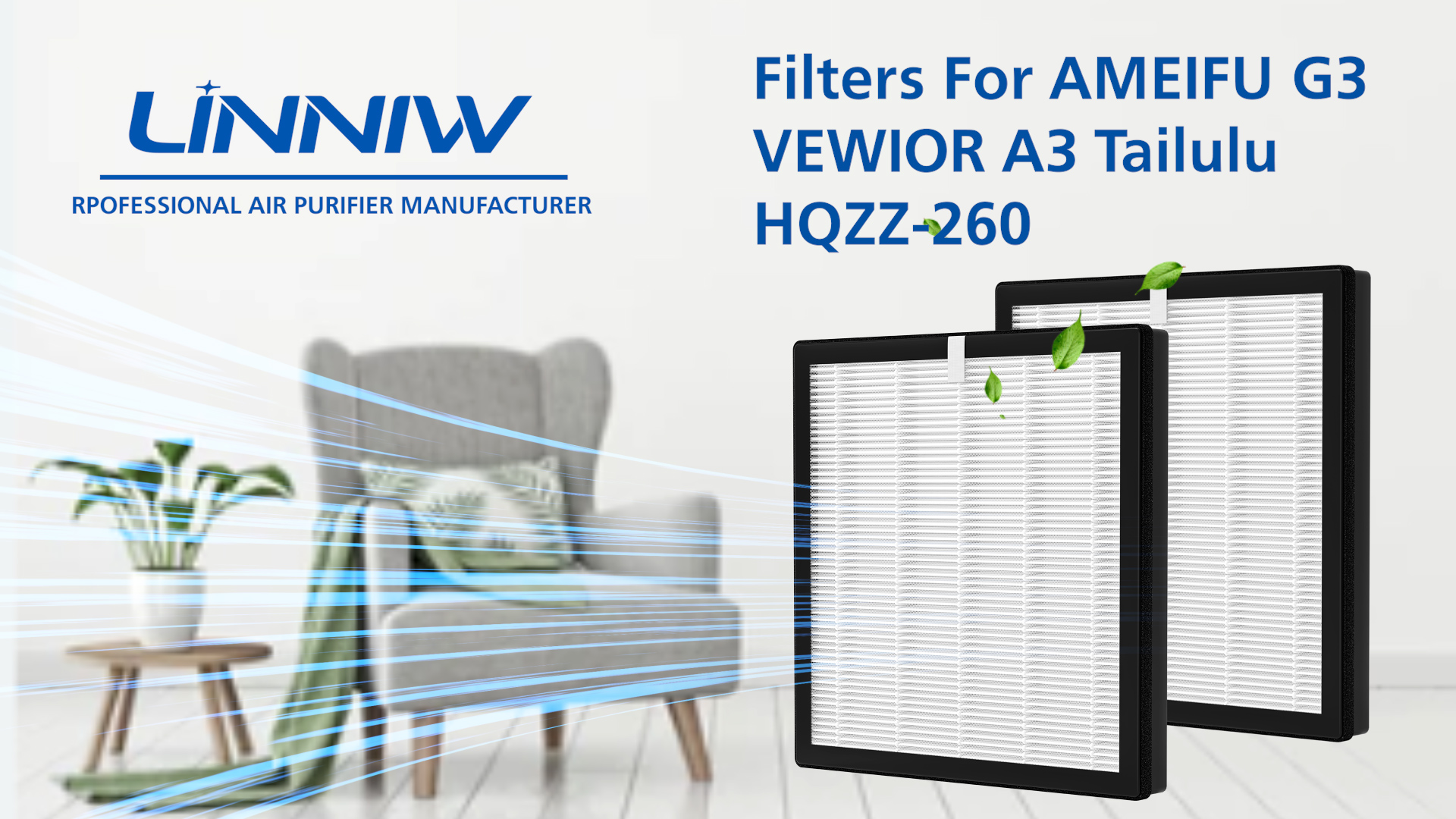 Image of 2 Pack G3 Pet Care Filters For AMEIFU G3 & VEWIOR A3 Air Purifier, Yellow