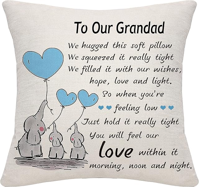 Bommex Grandad Gifts from Granddaughter Grandson Cushion Cover Throw Pillow Cover Cushion Case for Grandad Grandpa Grandfather (our grandad)
