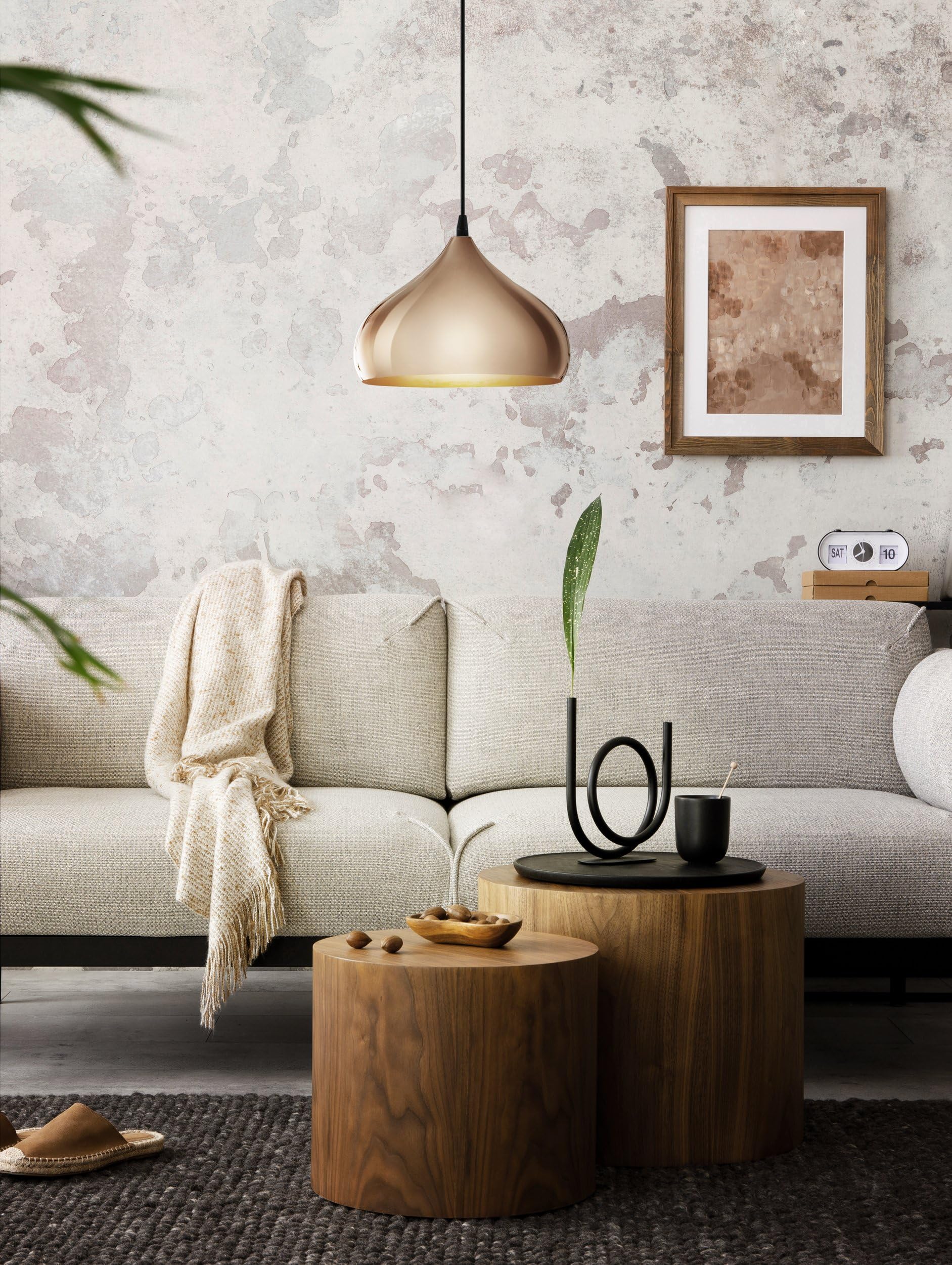 Eglo Lámpara colgante Hapton, lámpara suspendida estilo industrial vintage | de metal en cobre, lámpara para mesa de comedor y salón con casquillo E27, Ø 29 cm