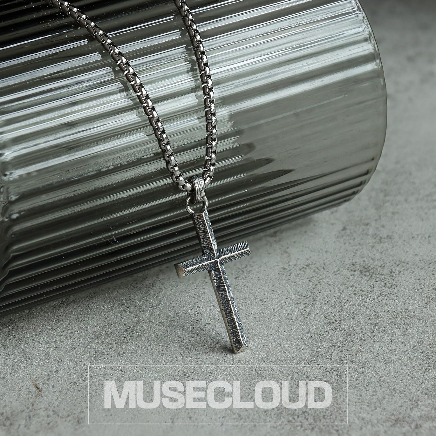 925 Sterling Silver Cross Crucifix Necklace Men - Sterling Silver Carved Jesus Cross Pendant with Stainless Steel Box Chain Catholic Necklaces Christian Jewelry for Mens Women 18-26 Inch - Image 2